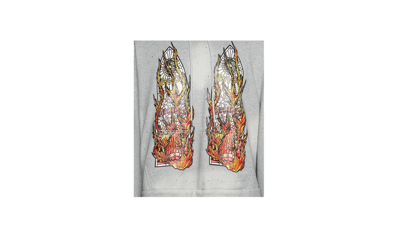 WHO DECIDES WAR Flames Glass Hoodie "Vintage Grey" outlook