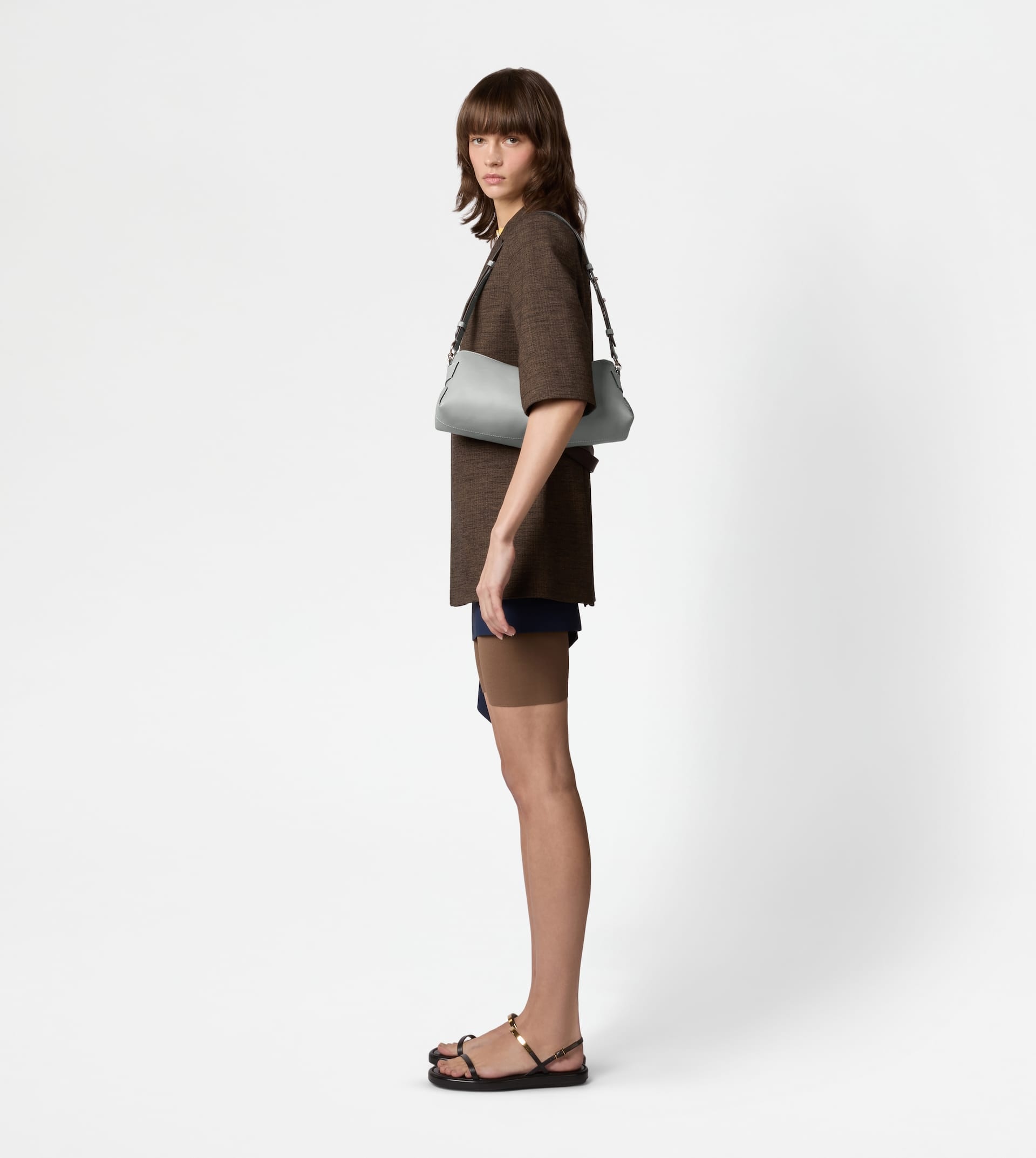 TOD'S DI BAG SWING SHOULDER BAG IN LEATHER MINI - GREY - 7