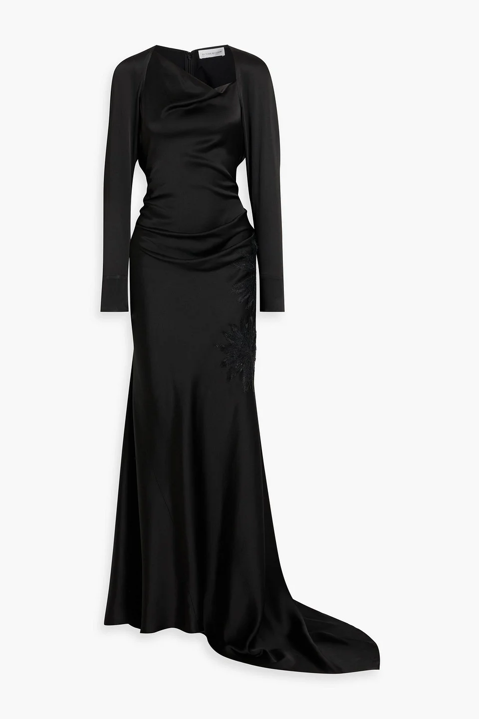 Embroidered satin gown - 1