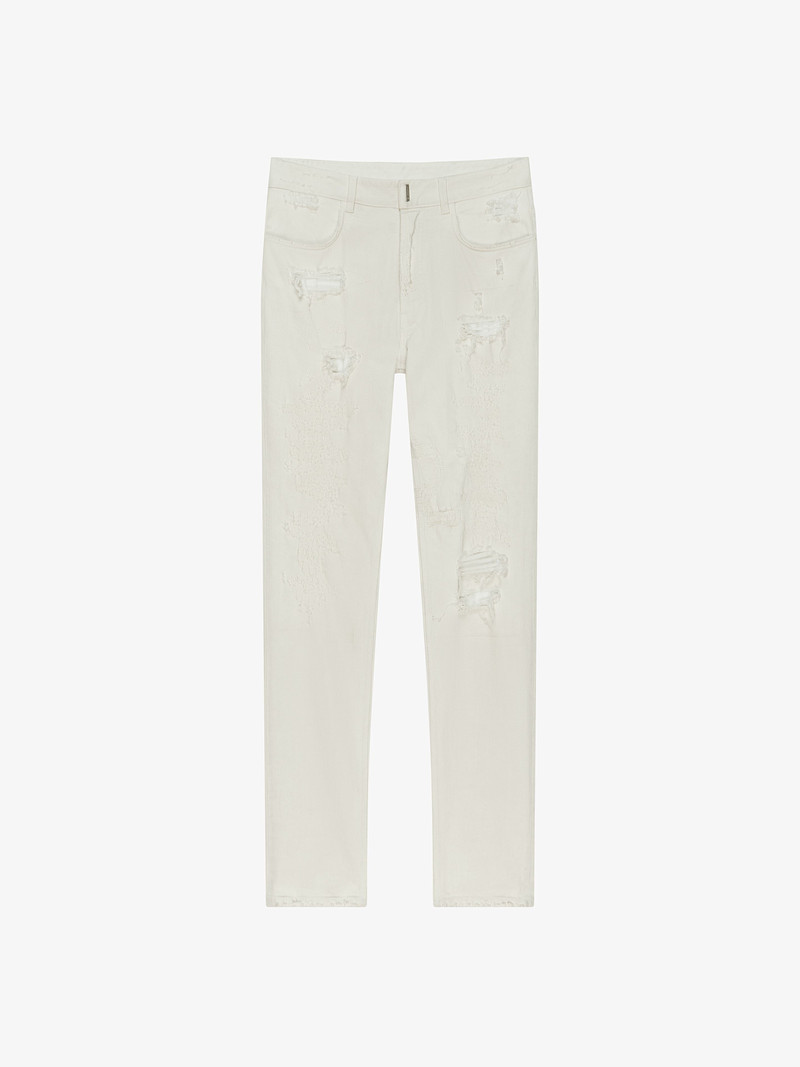 SLIM FIT JEANS IN DESTROYED DENIM - 1
