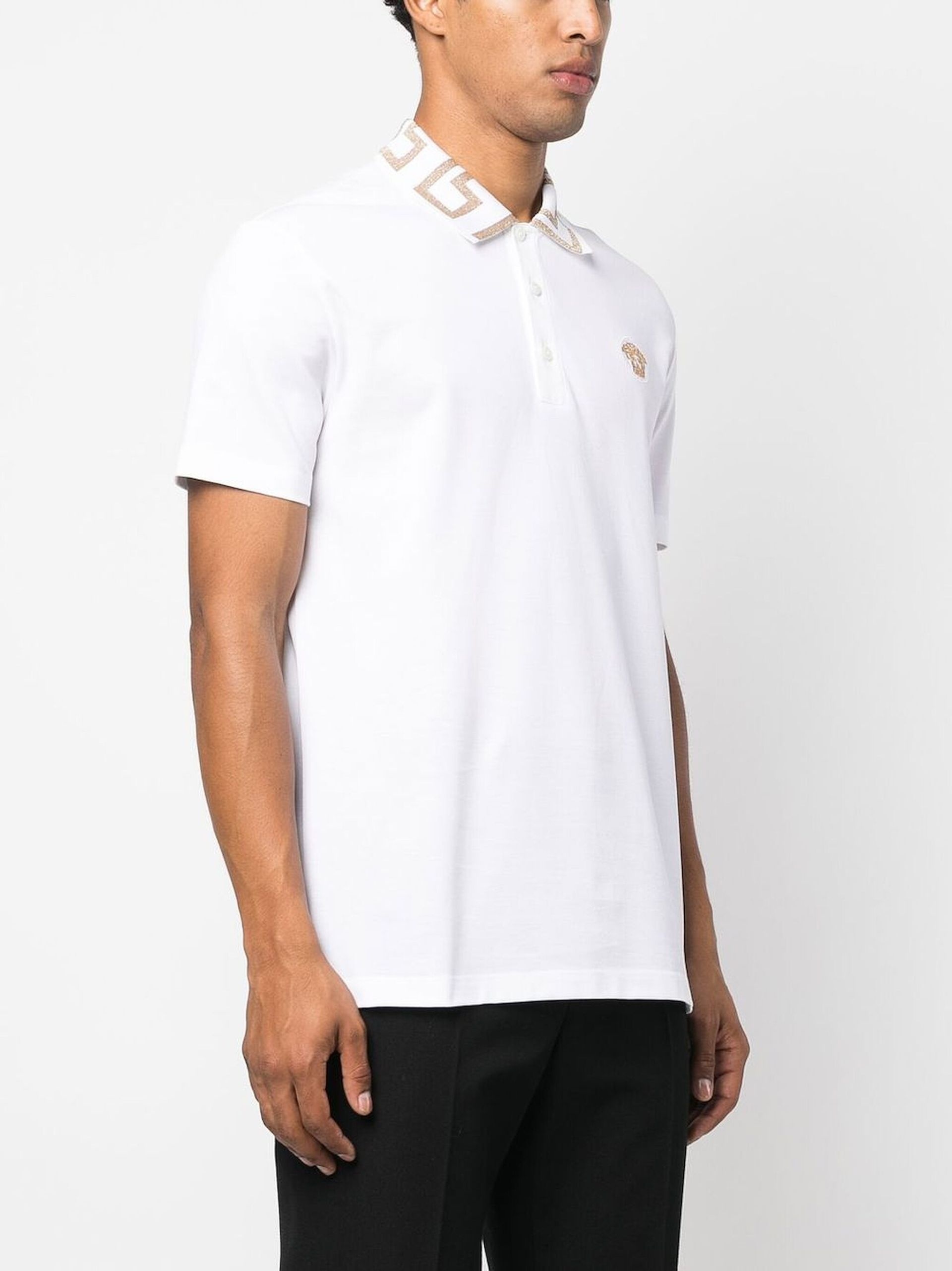White Greca Cotton Polo Shirt - 3