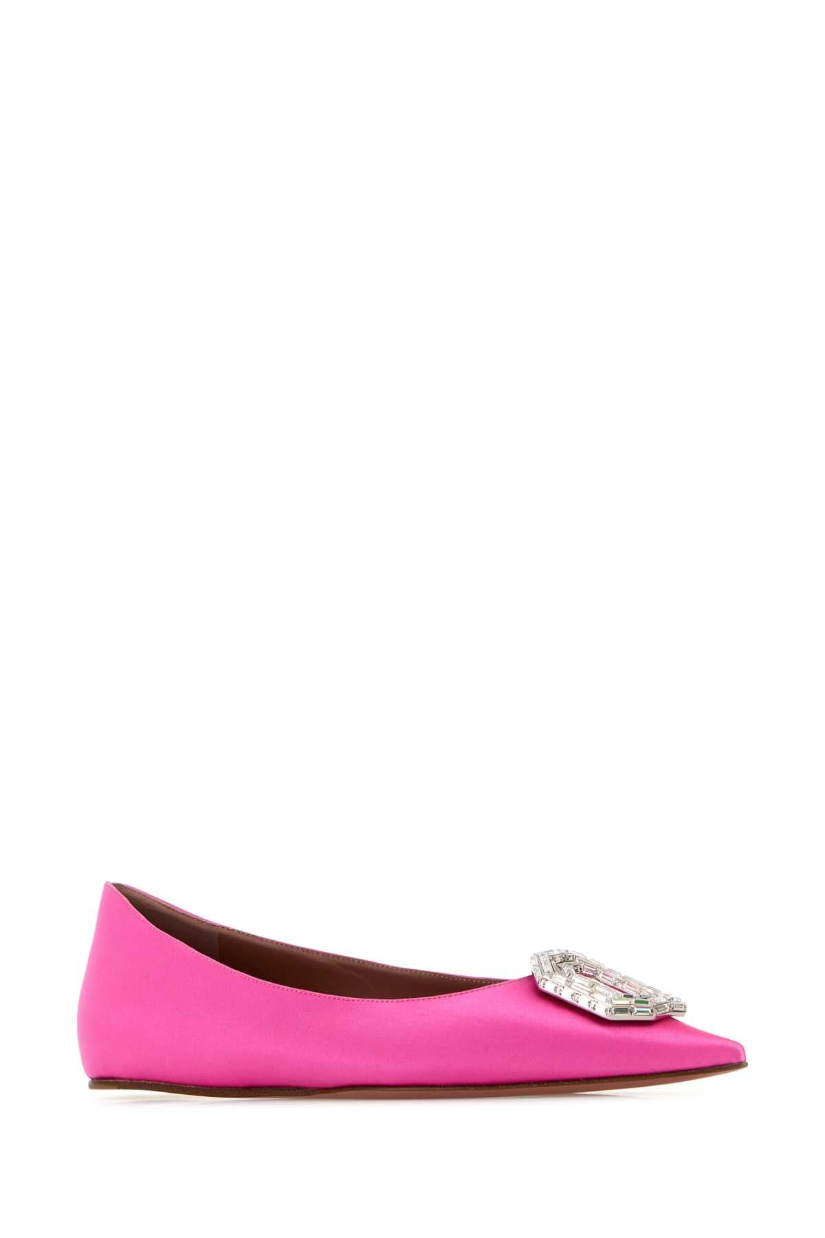 Amina Muaddi Women Fuchsia Satin Camelia Ballerinas - 2