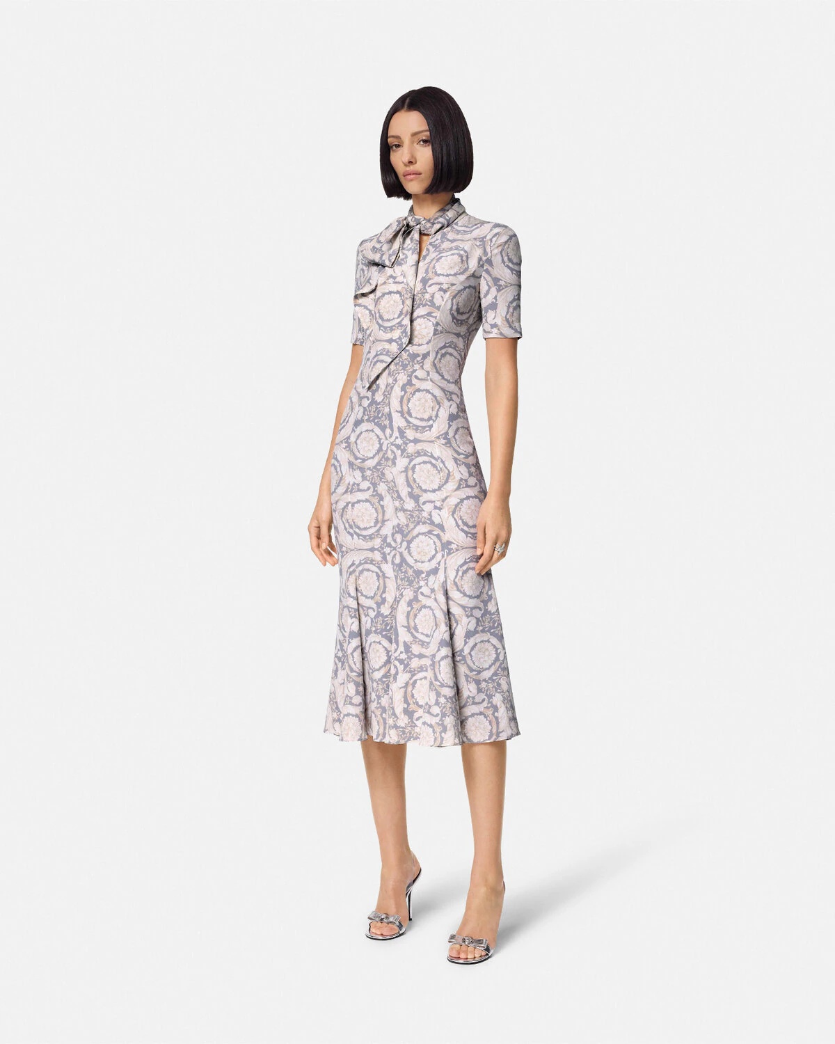 Barocco Lavallière Silk Crêpe Midi Dress - 4