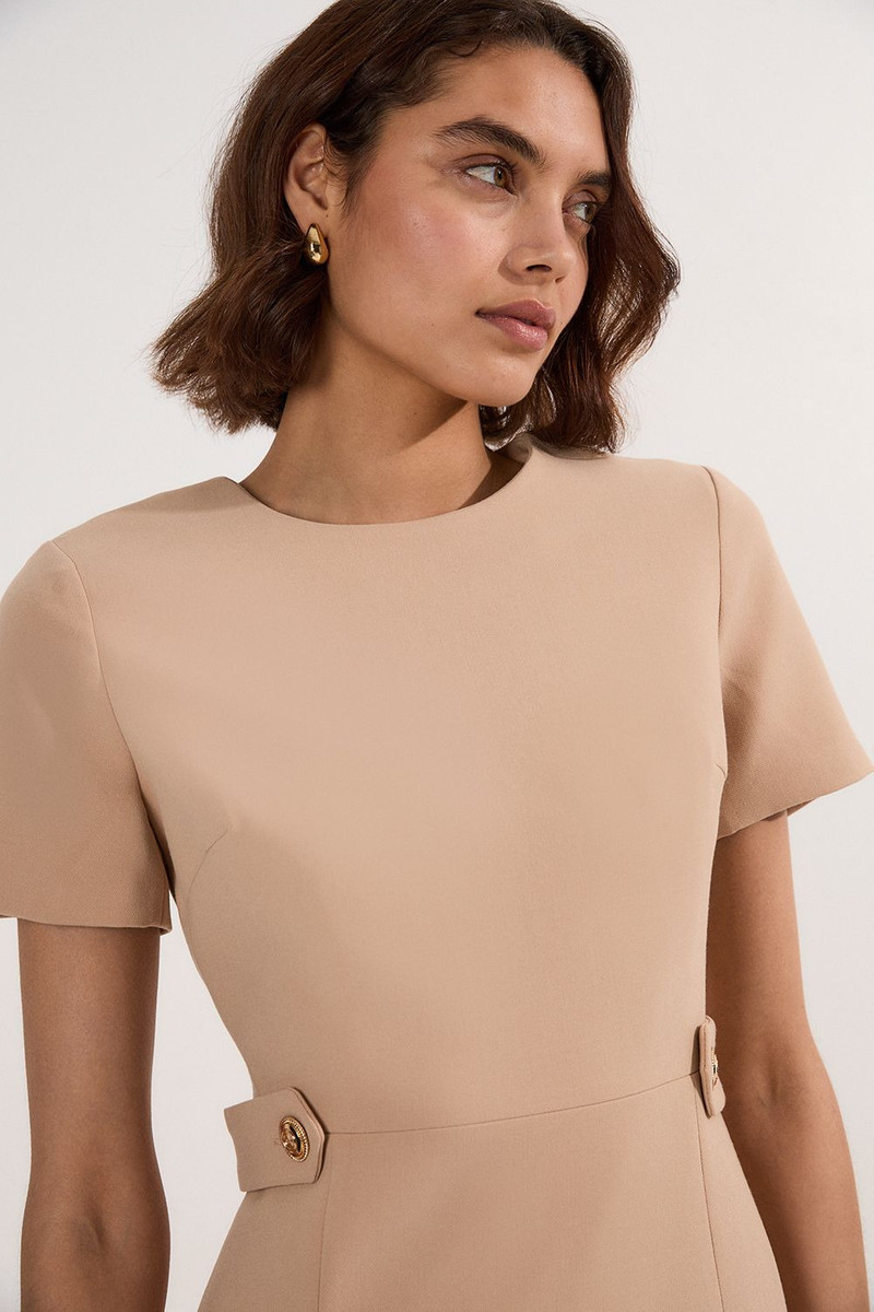 KAREN MILLEN Compact Stretch Essential Waist Tab Detail Tailored Mini Dress outlook