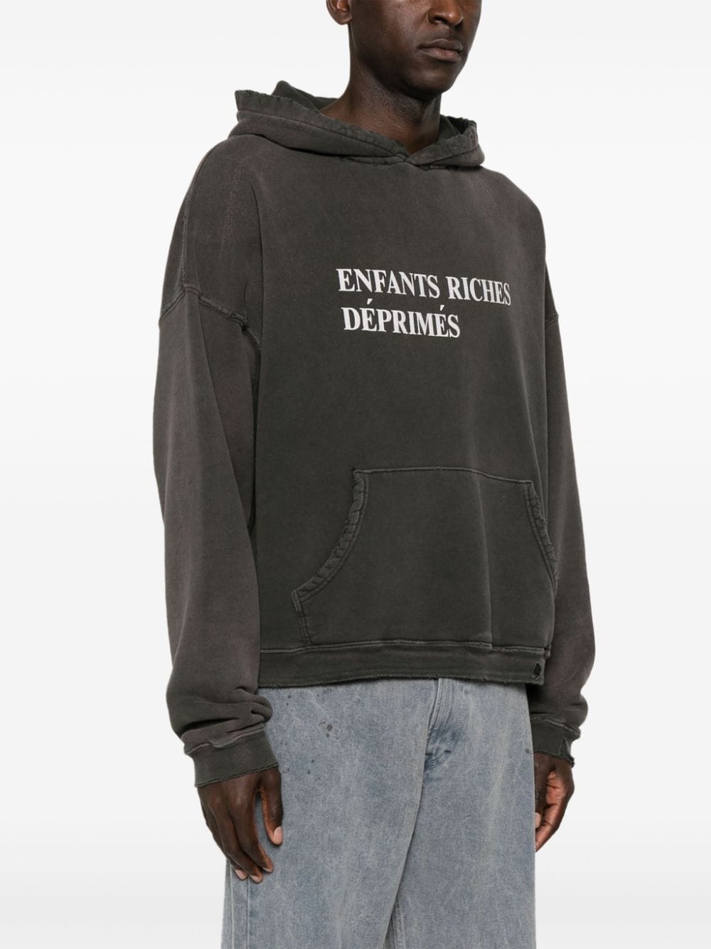 distressed logo-print hoodie - 3