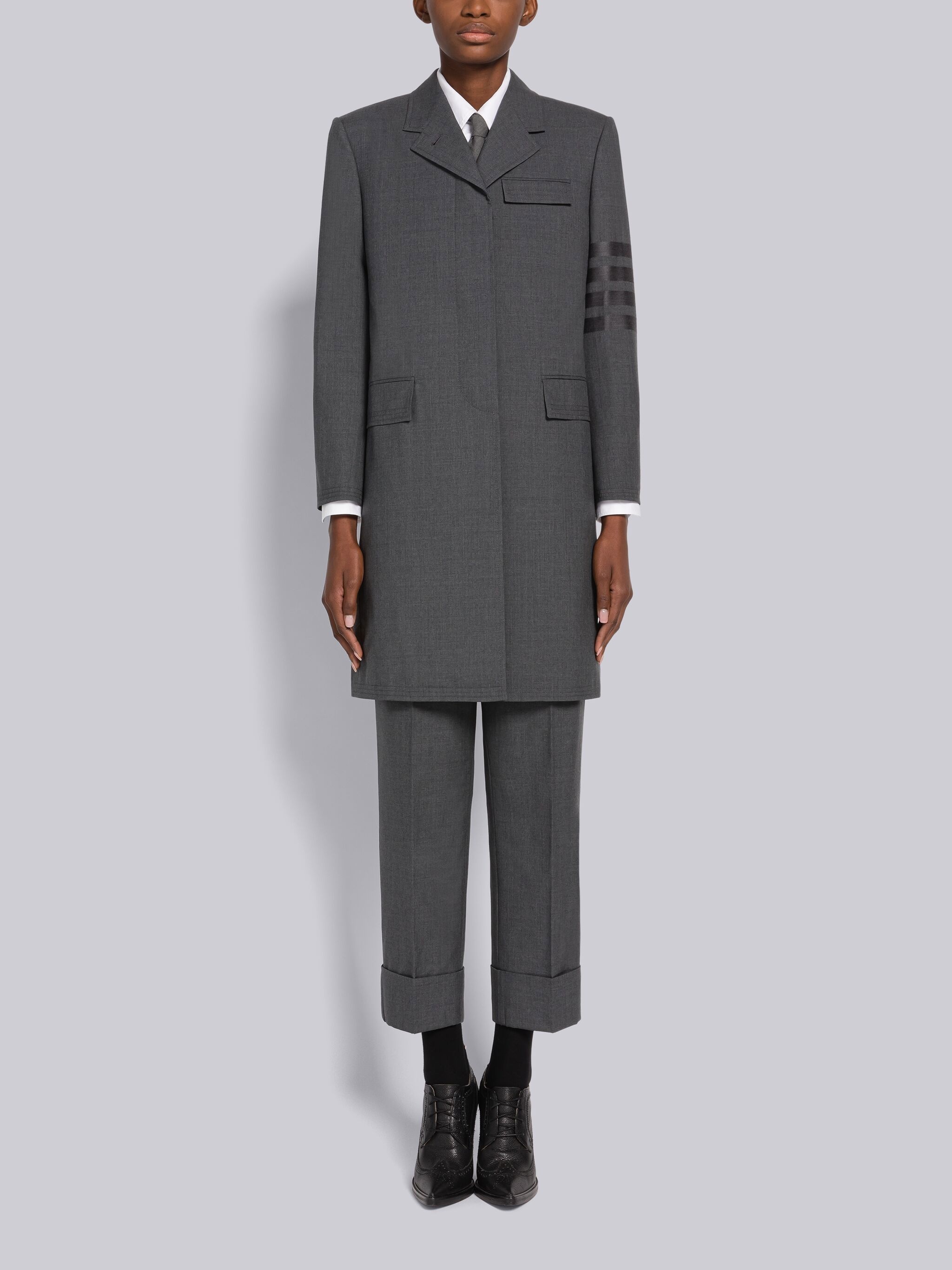 Plain Weave 4-Bar Chesterfield Overcoat - 1