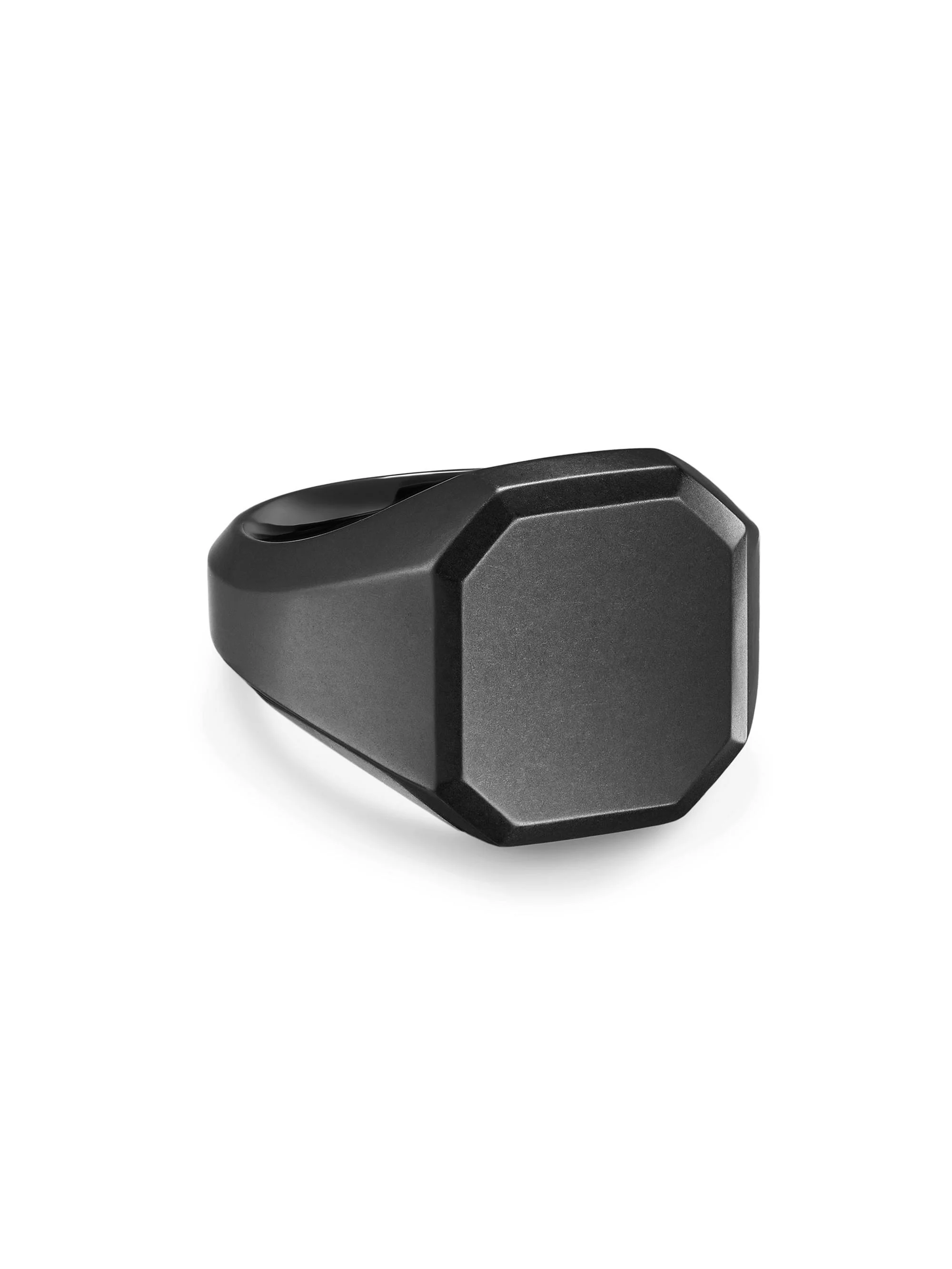 Men's Streamline Signet Ring in Black Titanium, 18MM - Black - 1