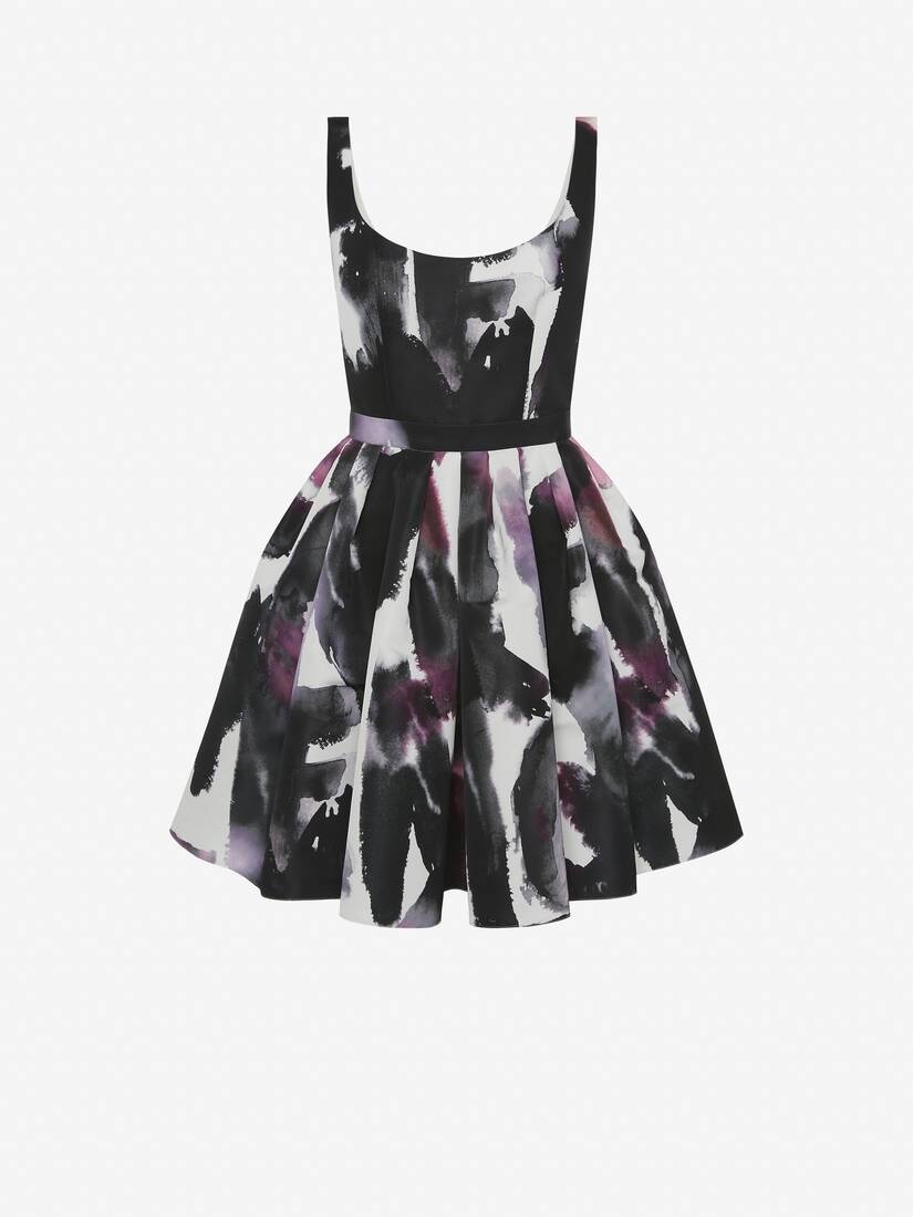 Women's Watercolour Graffiti Mini Dress in White/multicolor - 1
