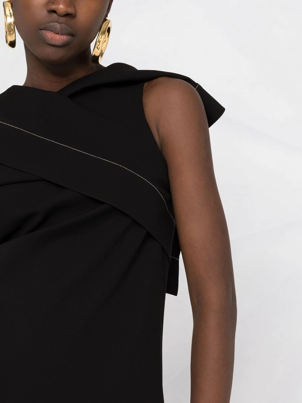 contrast stitching draped dress - 5