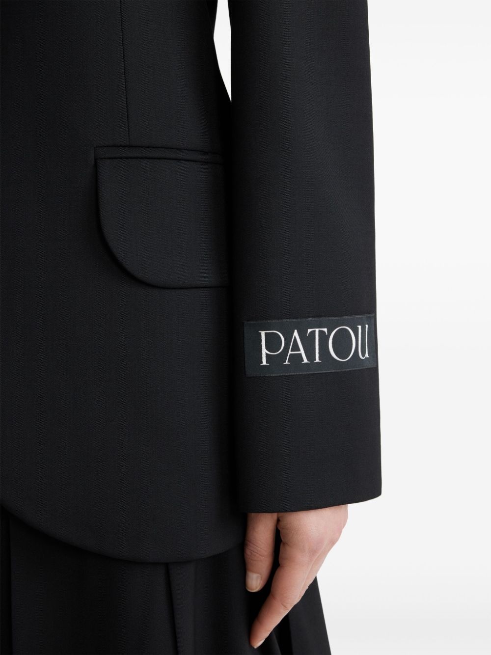 logo-patch belted blazer - 4