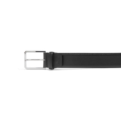 Santoni Adjustable Black Saffiano leather belt outlook
