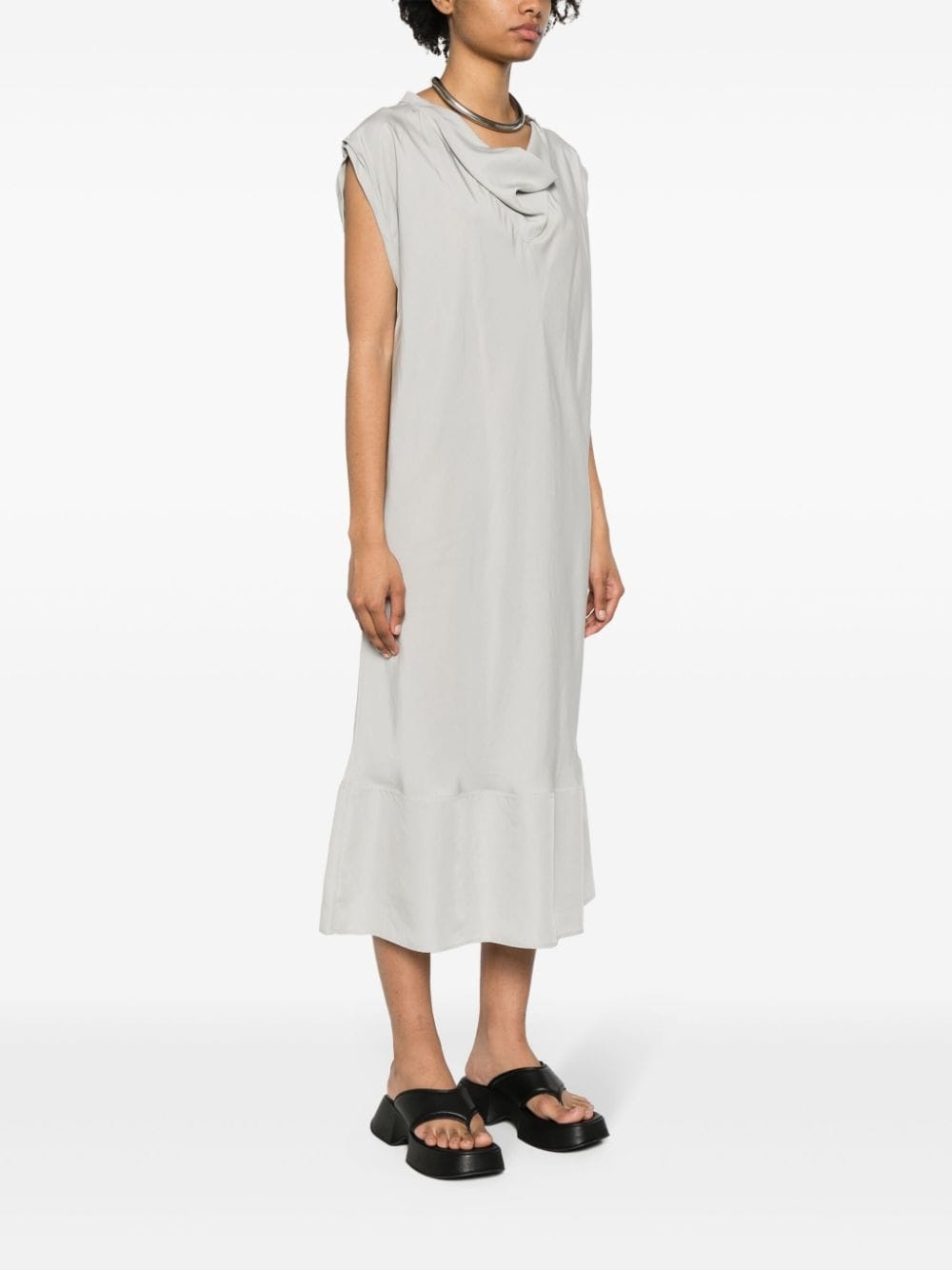 cowl-neck sleeveless midi dress - 3