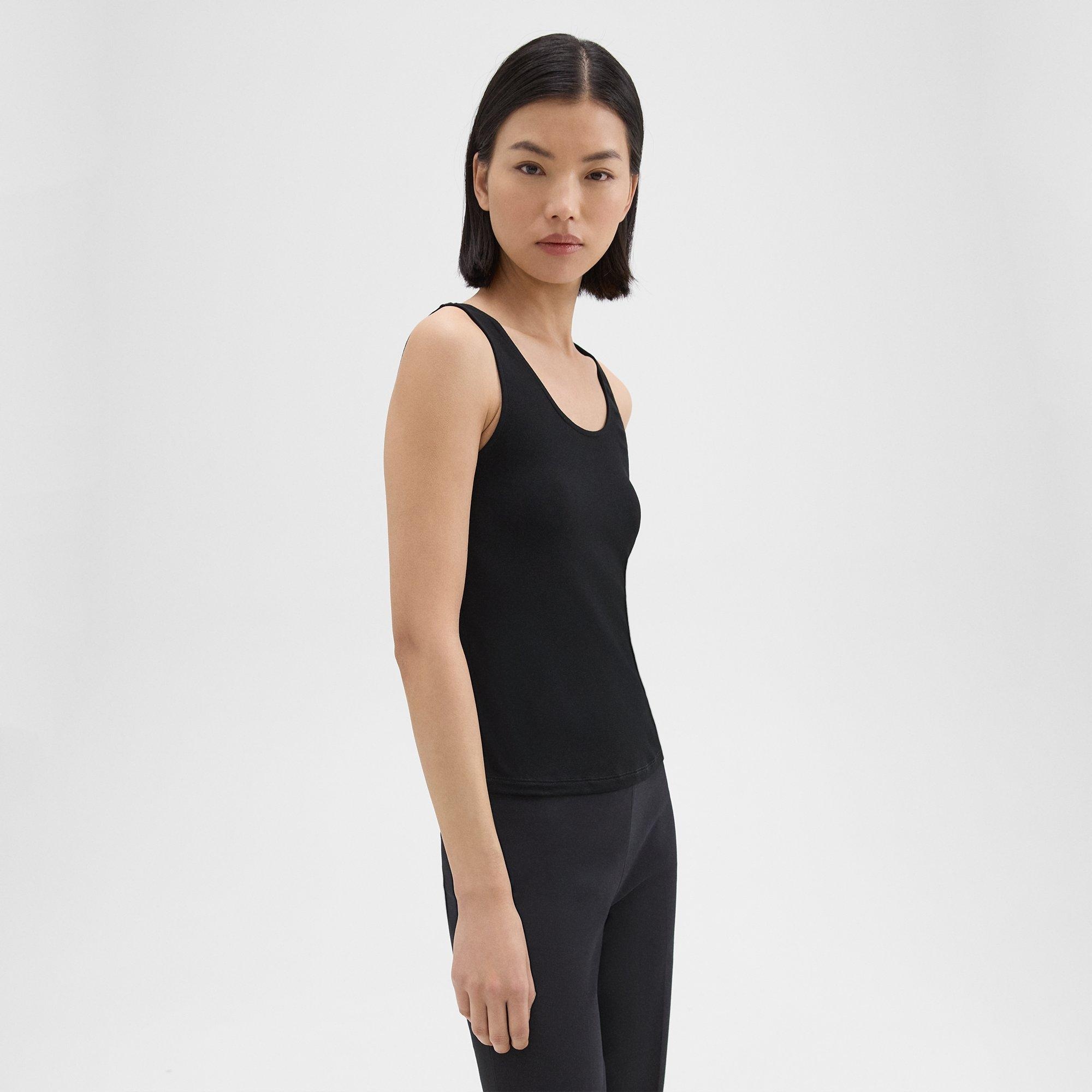 Scoop Neck Tank Top in Rib Knit Viscose - 3