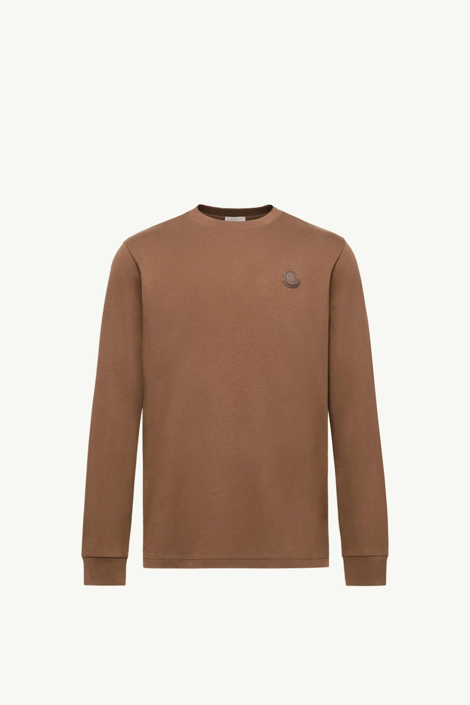 Leather Logo Long Sleeve Cotton T-Shirt - 1