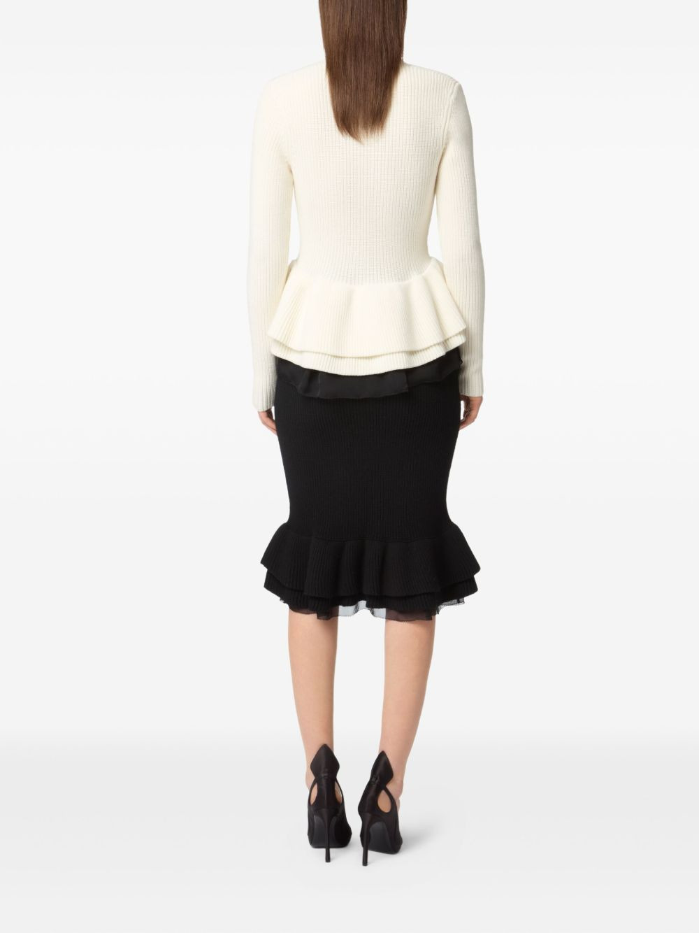 ruffled wool cardigan - 4