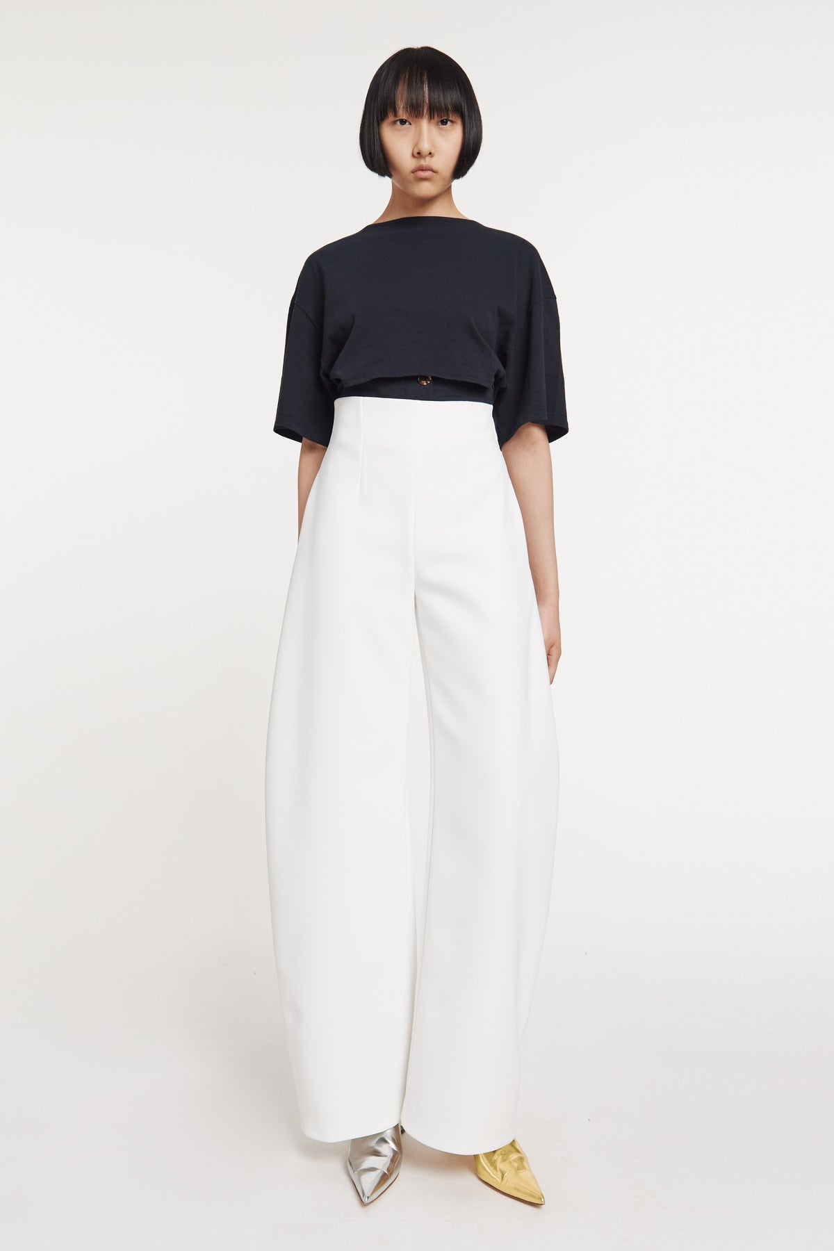 ROUNDED TAILORED TROUSERS WHITE - 1