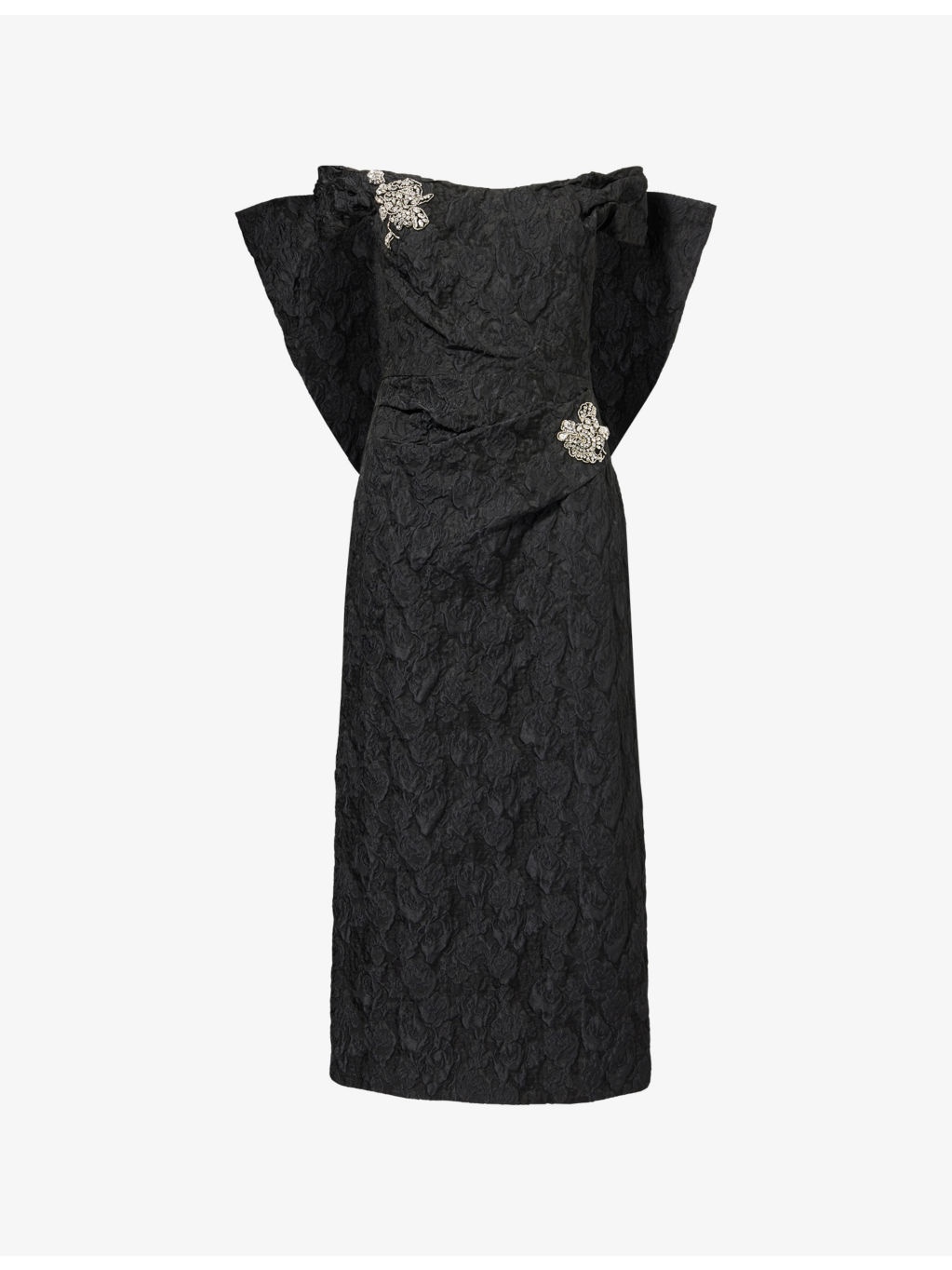 Off-Shoulder Embellished Woven Midi Dress - 1