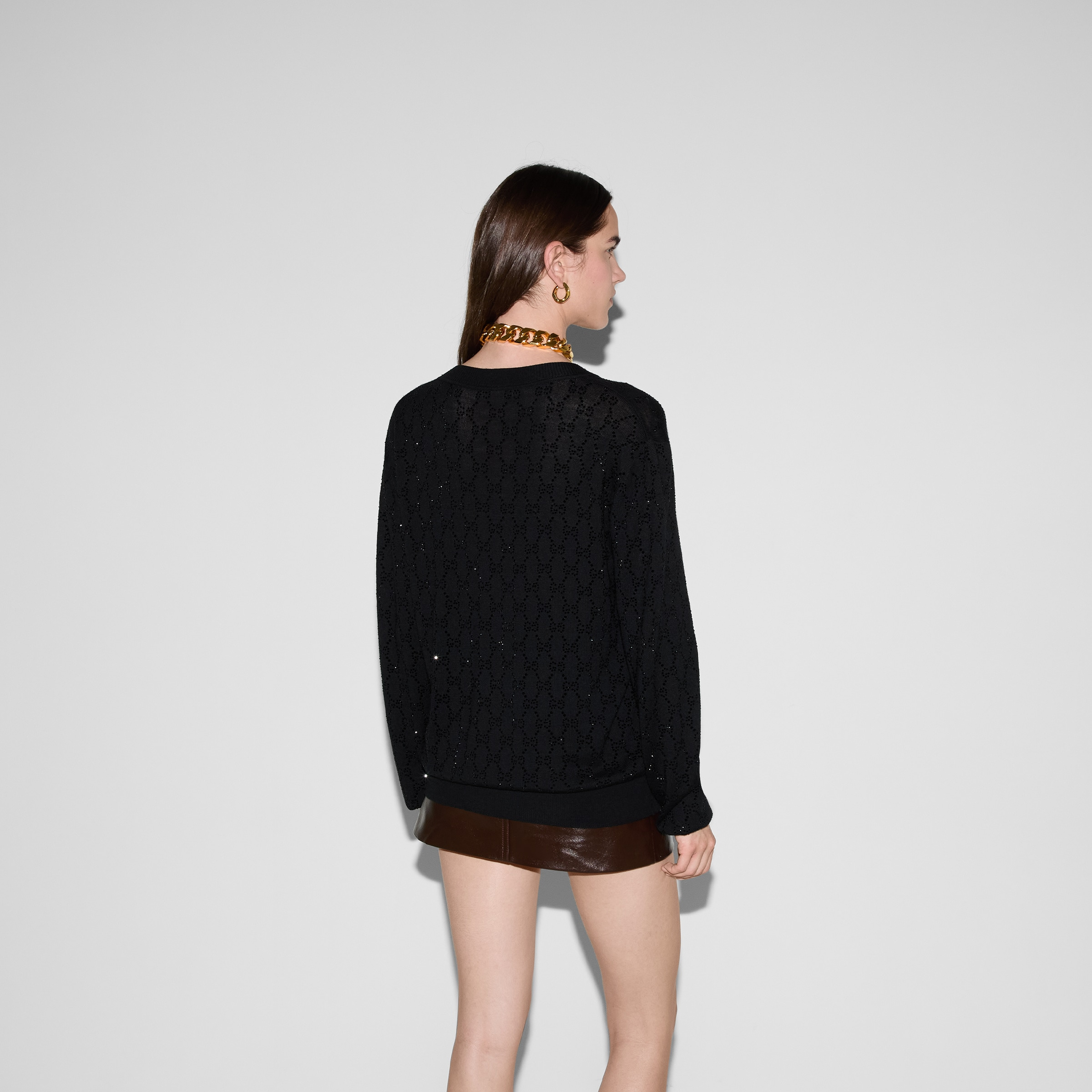 Fine wool GG crystal cardigan - 4