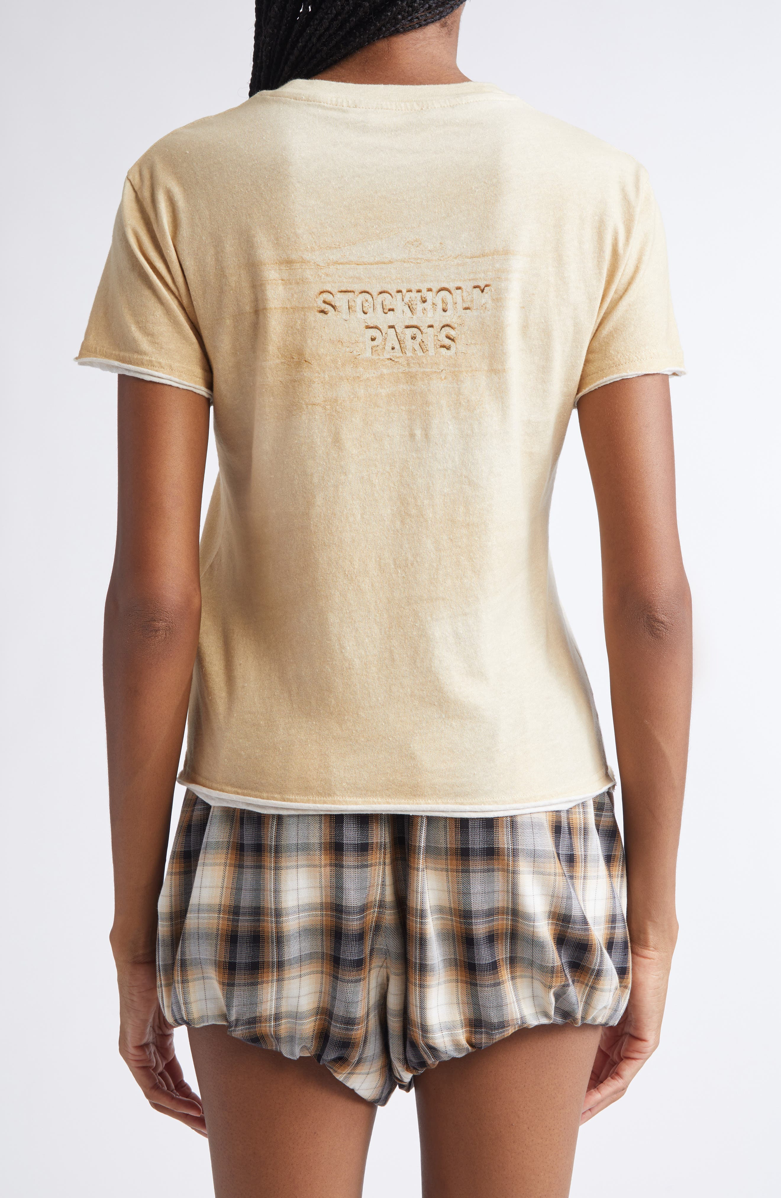 Acne Studios Etza Sand Trompe l'Oeil Cotton T-Shirt in Sand Beige at Nordstrom - 3