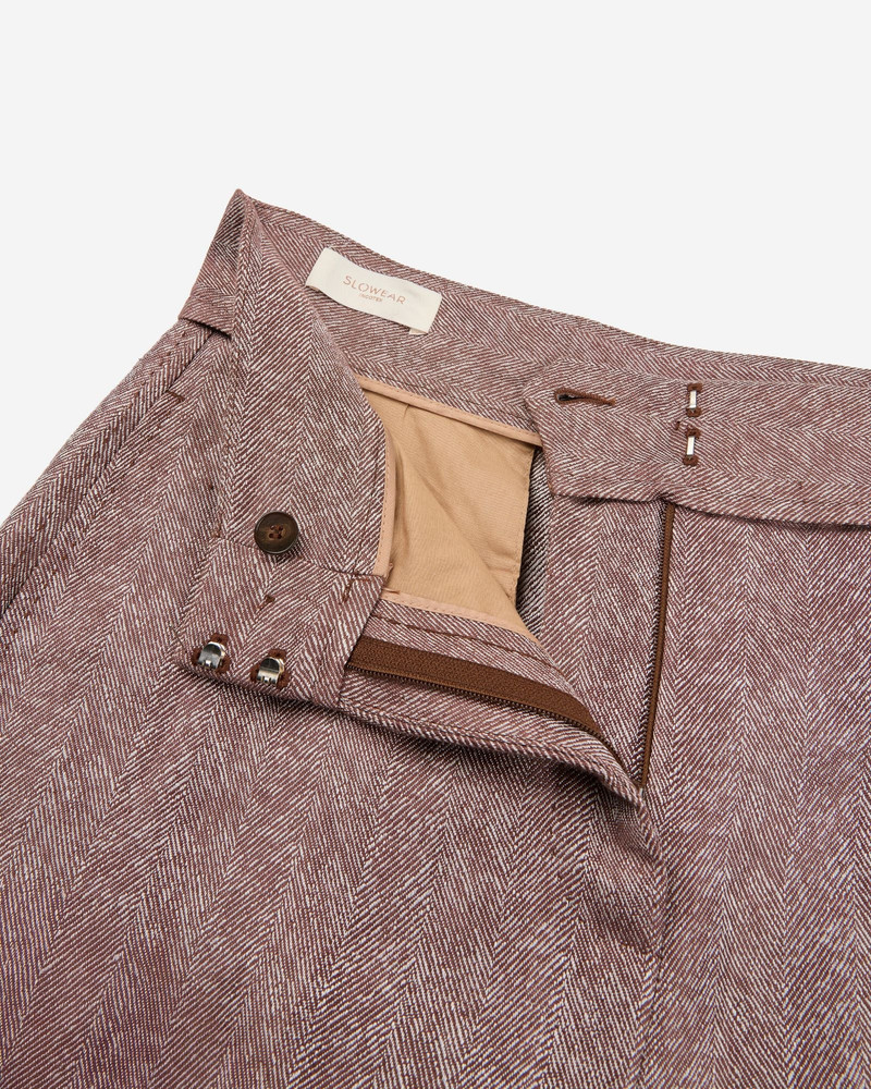 SLOWEAR Regular fit linen and viscose herringbone trousers outlook