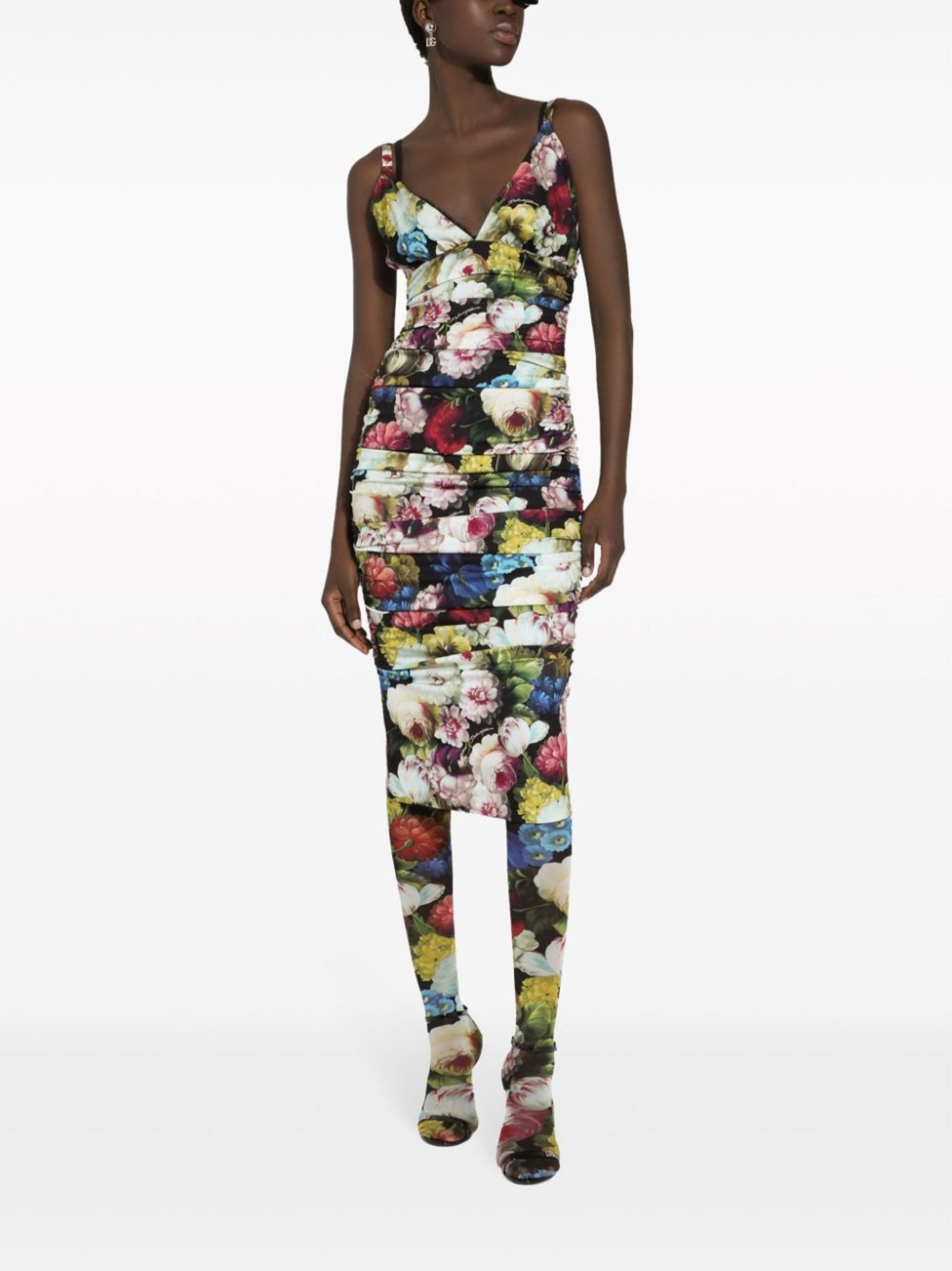 floral-print silk-blend dress - 3