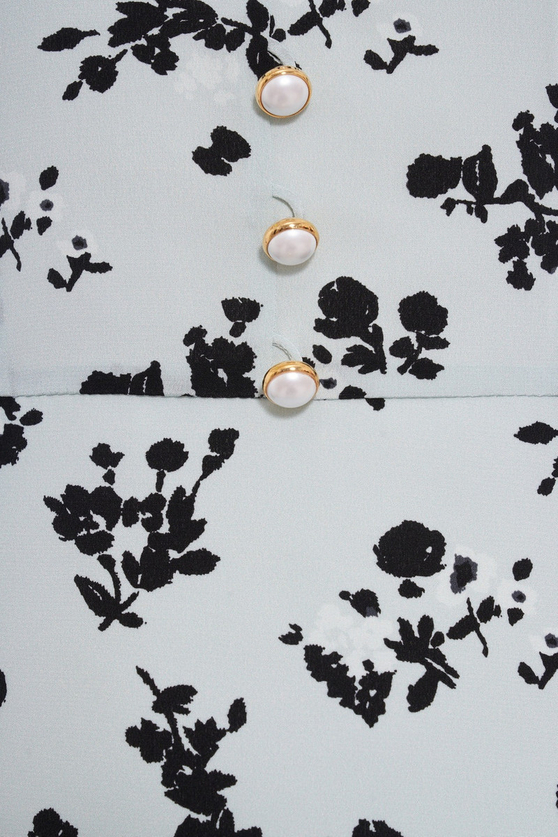 ROSE PRINT SILK DRESS WITH VOLANT COLLAR AND BOW 3