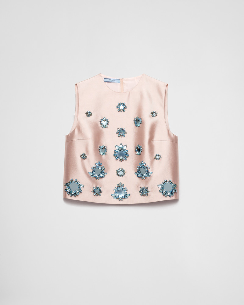 Embroidered silk and wool top 1