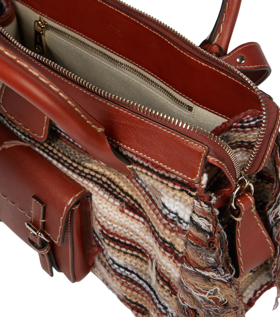 Edith Medium cashmere and leather tote - 3