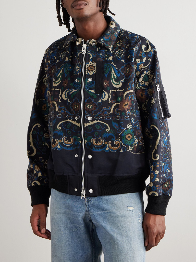 Floral-Print Cotton-Blend Bomber Jacket Navy 3