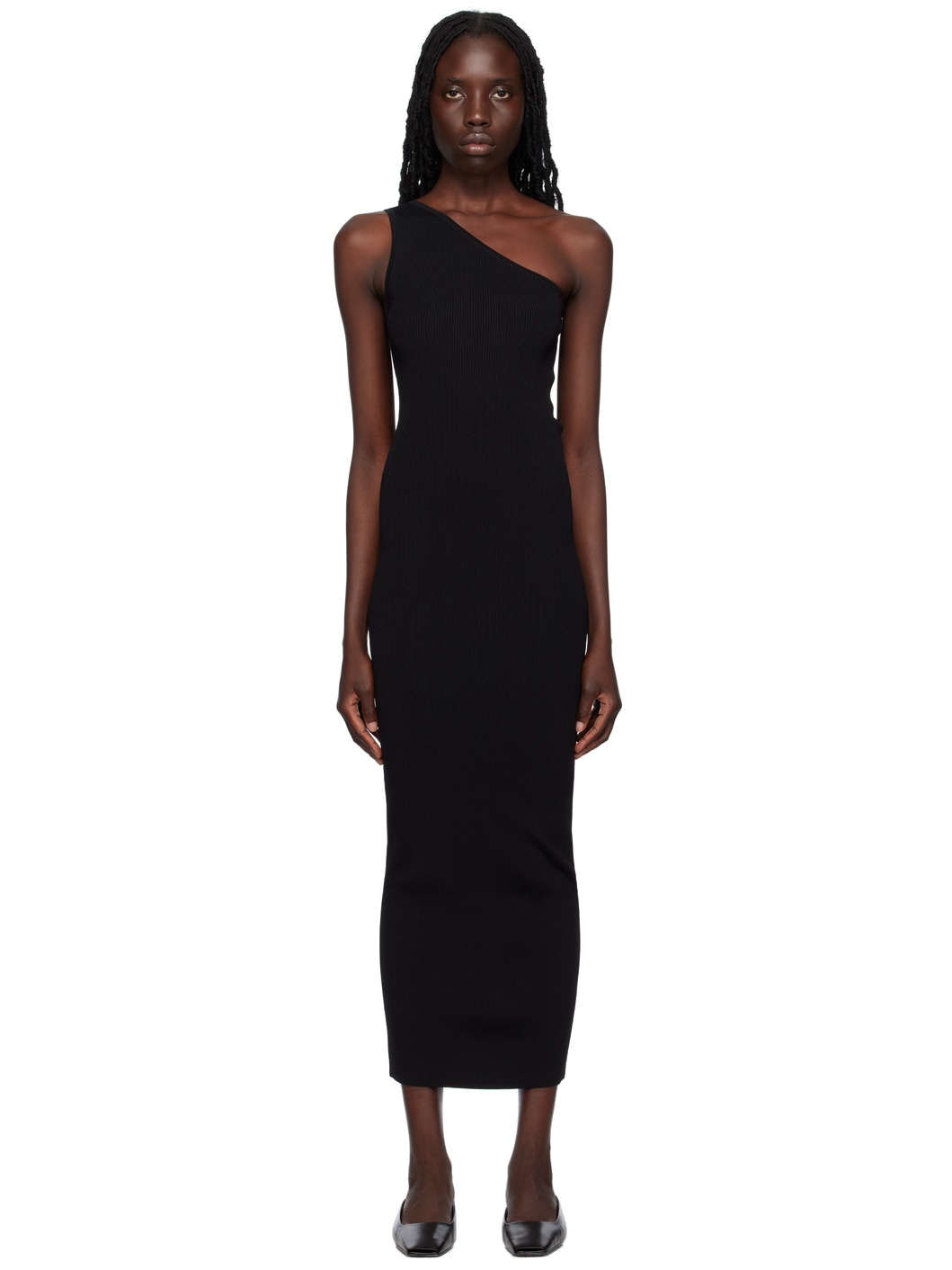 Black Single-Shoulder Maxi Dress - 1