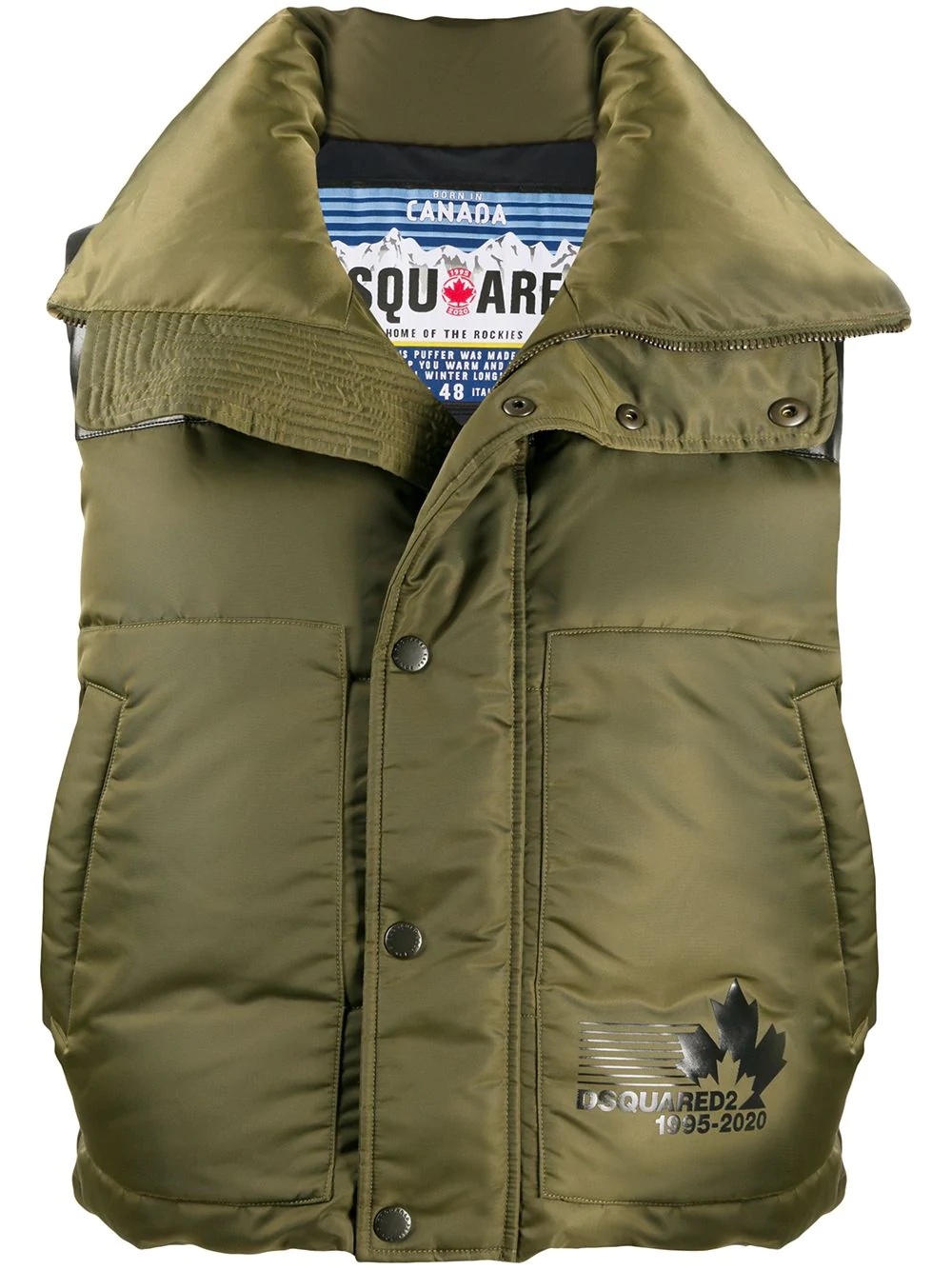 logo-print padded gilet - 1