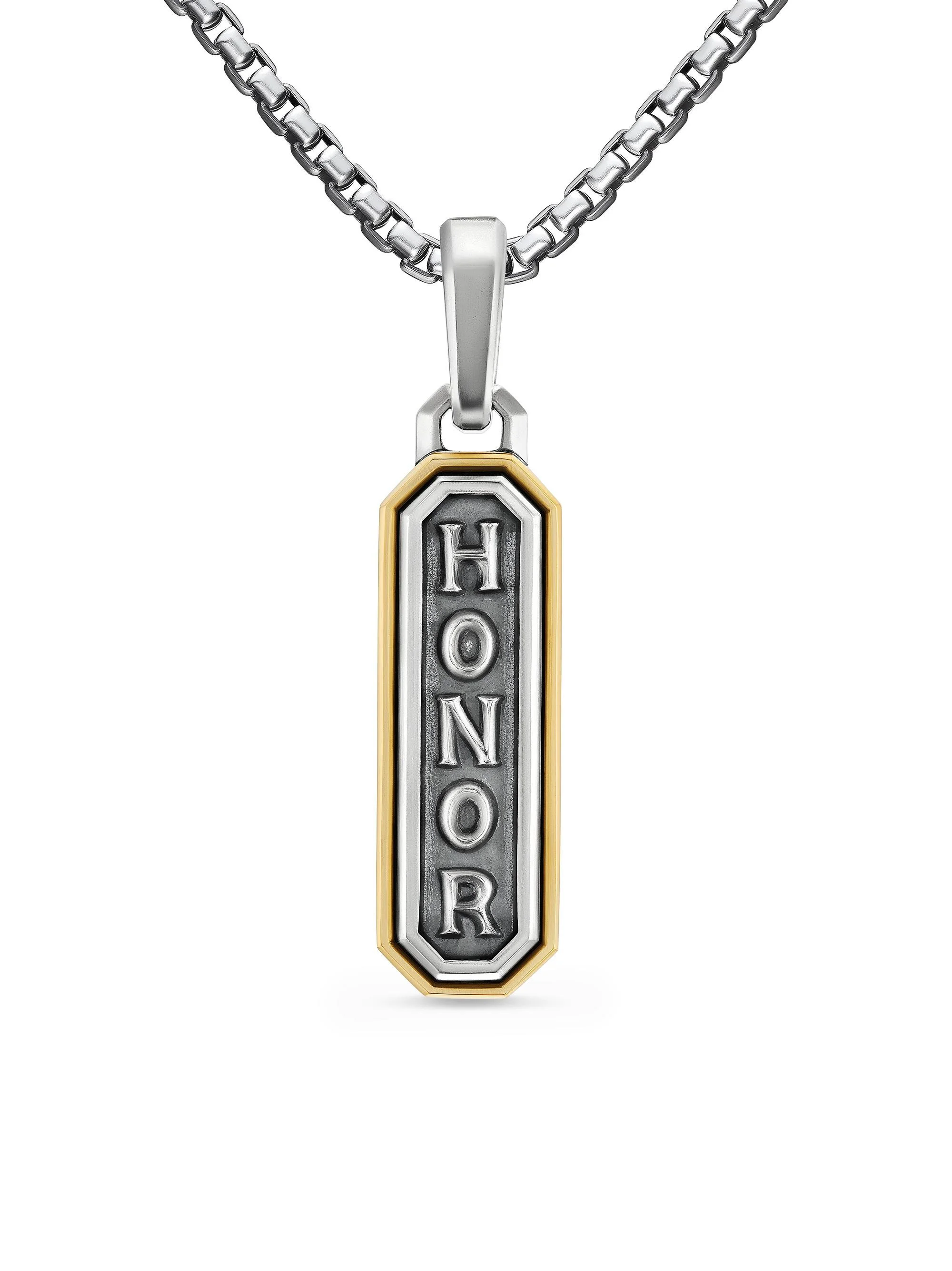 Men's Honor Amulet in Sterling Silver with 14K Yellow Gold, 27MM - Silver - 1