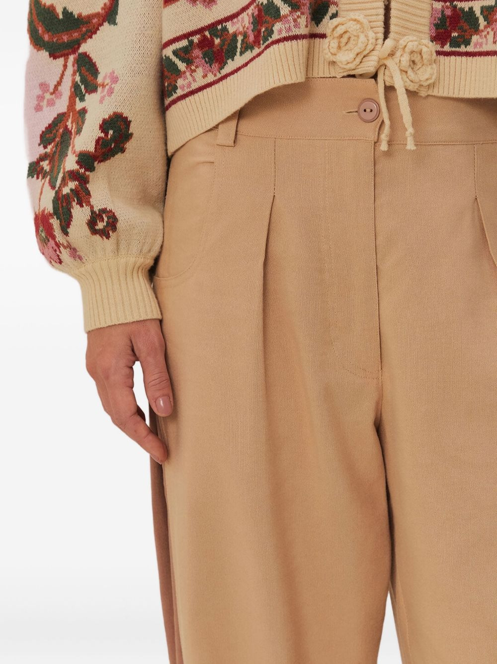 pleated side-panel trousers - 5