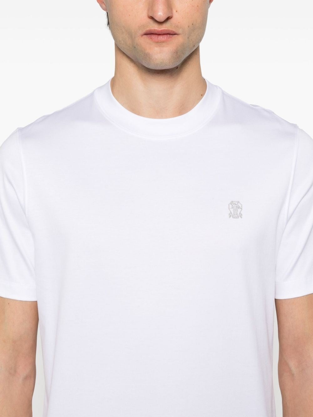 Brunello Cucinelli Men Cotton Jersey Crew-Neck T-Shirt With Logo - 4