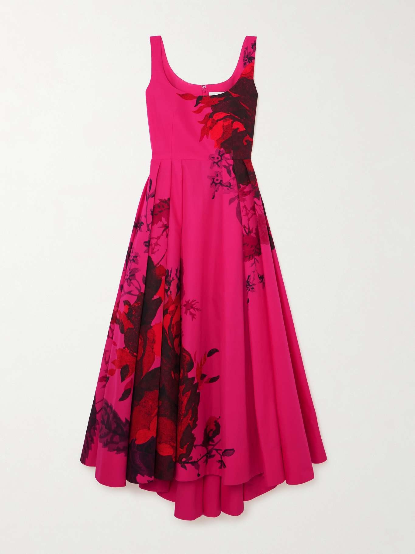 Pleated floral-print cotton-faille midi dress - 1