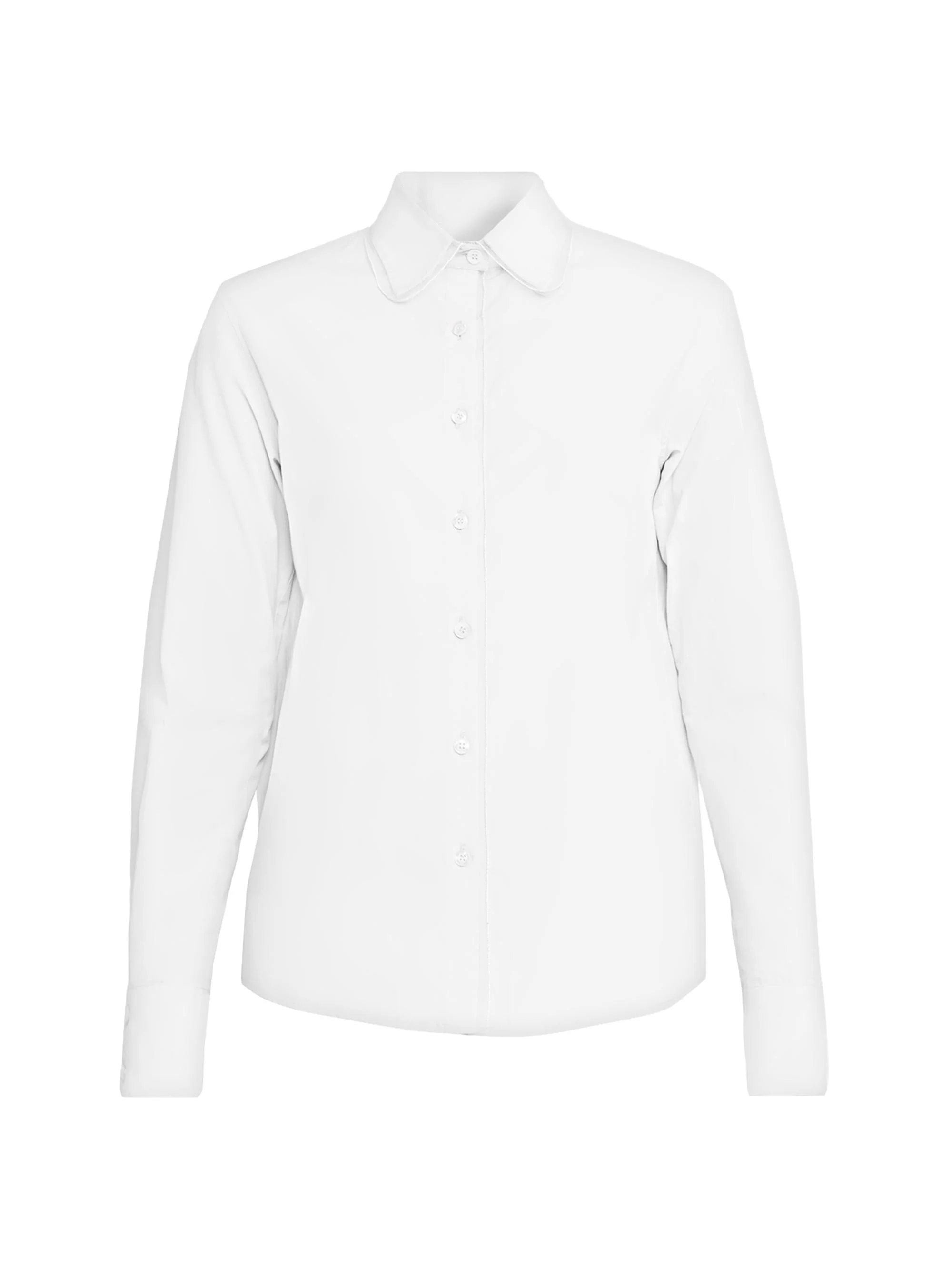 Women's Tulle-Trim Cotton Poplin Button-Front Shirt - Bianco Cotton - 1