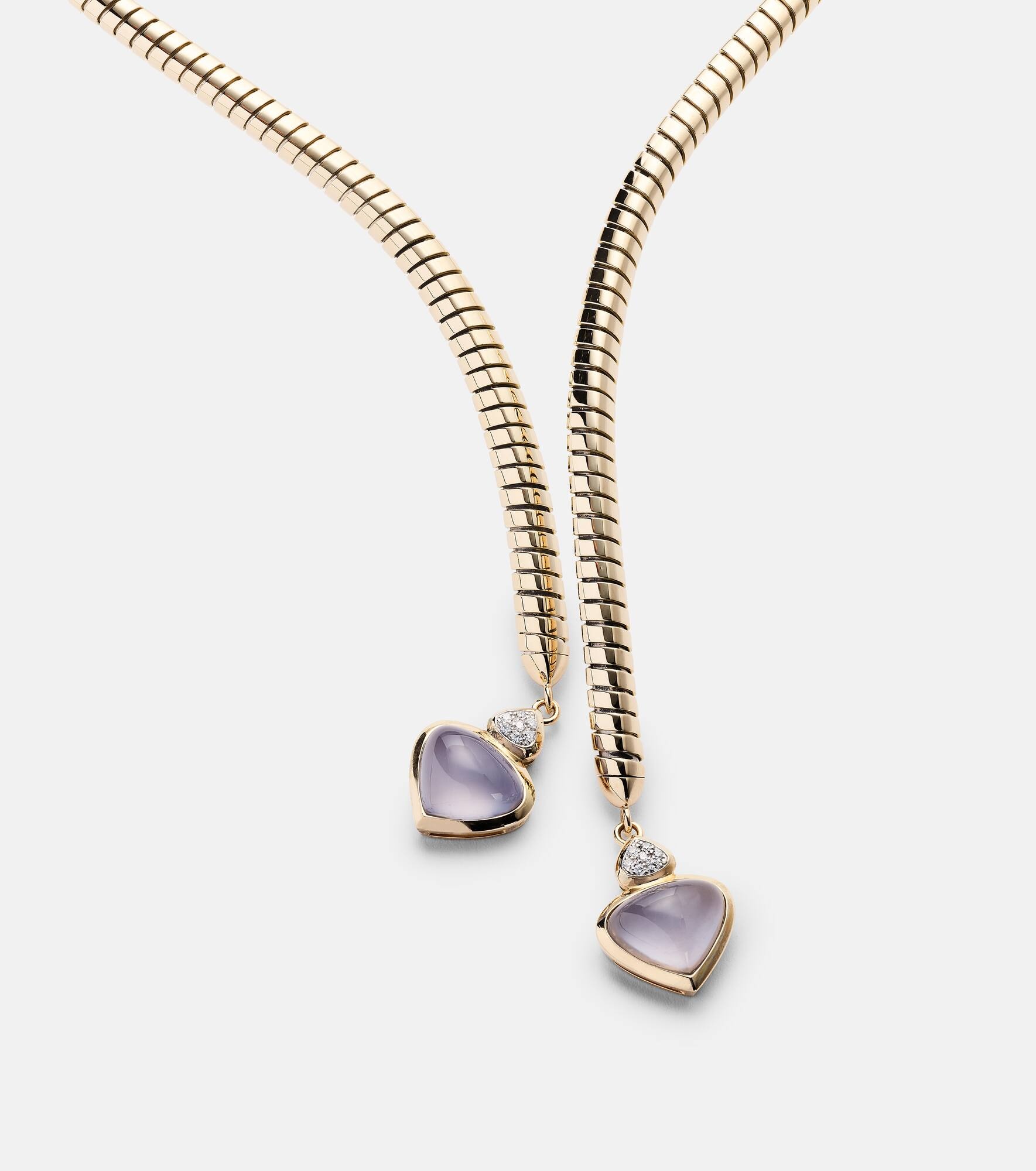 Trisolina 18kt gold necklace with blue chalcedony and diamonds - 4