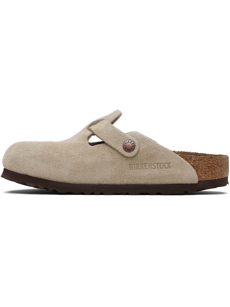 BIRKENSTOCK Taupe Narrow Boston Soft Footbed Slip-on Loafers outlook