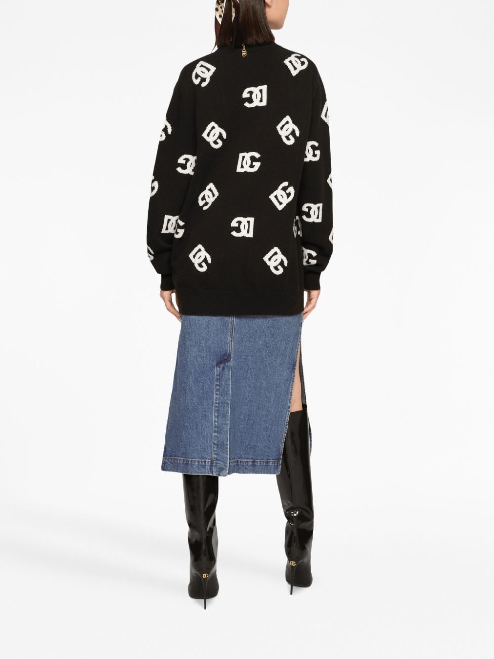 DG monogram virgin wool cardigan - 4