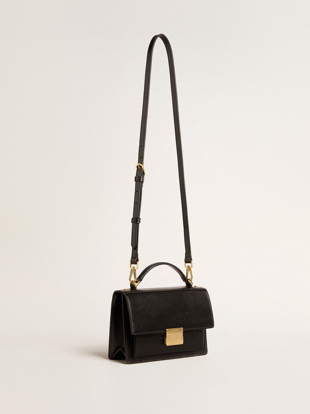 Venezia Bag in black boarded leather with gold details - 2