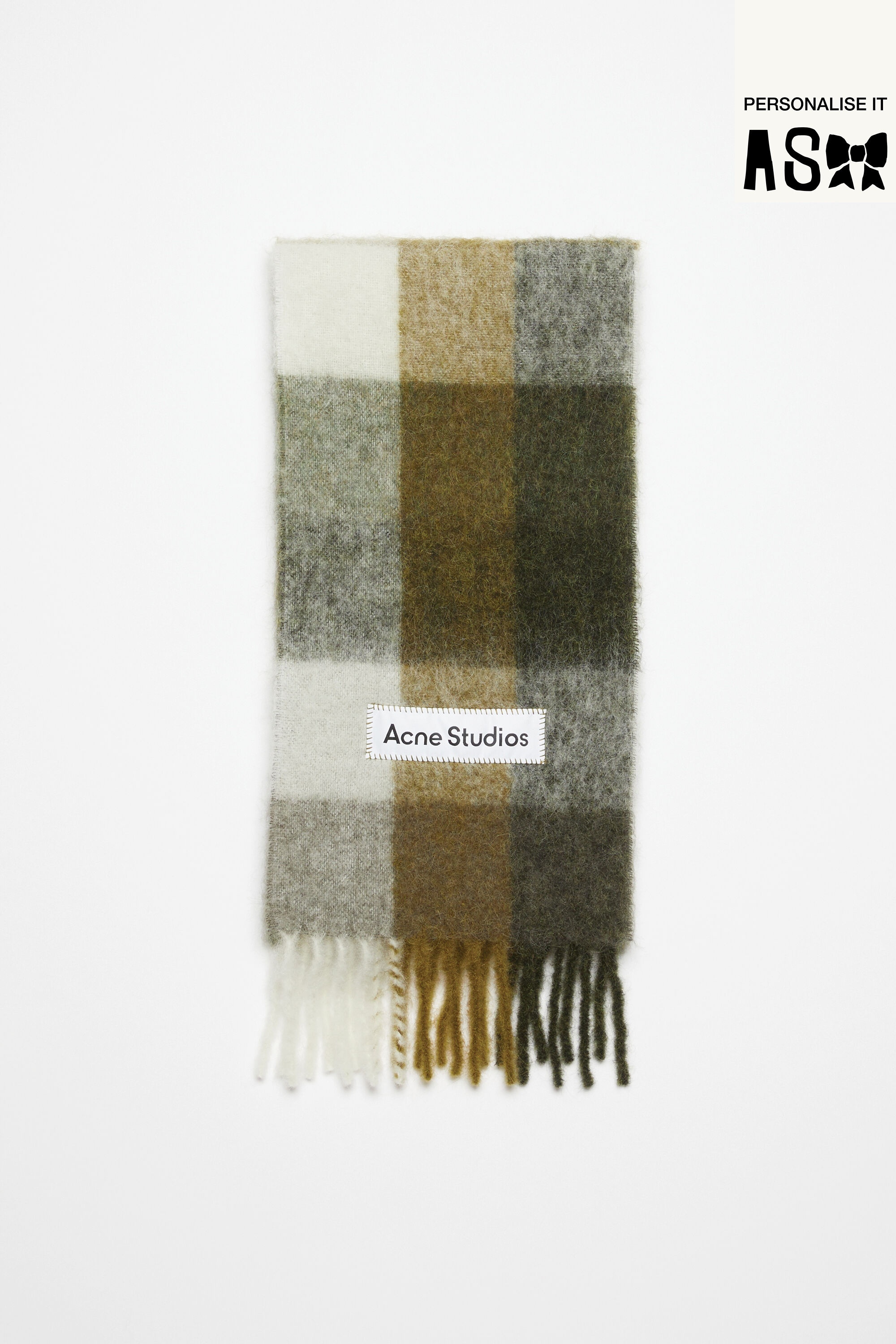 Acne Studios Mohair checked scarf - Taupe/Green/Black
