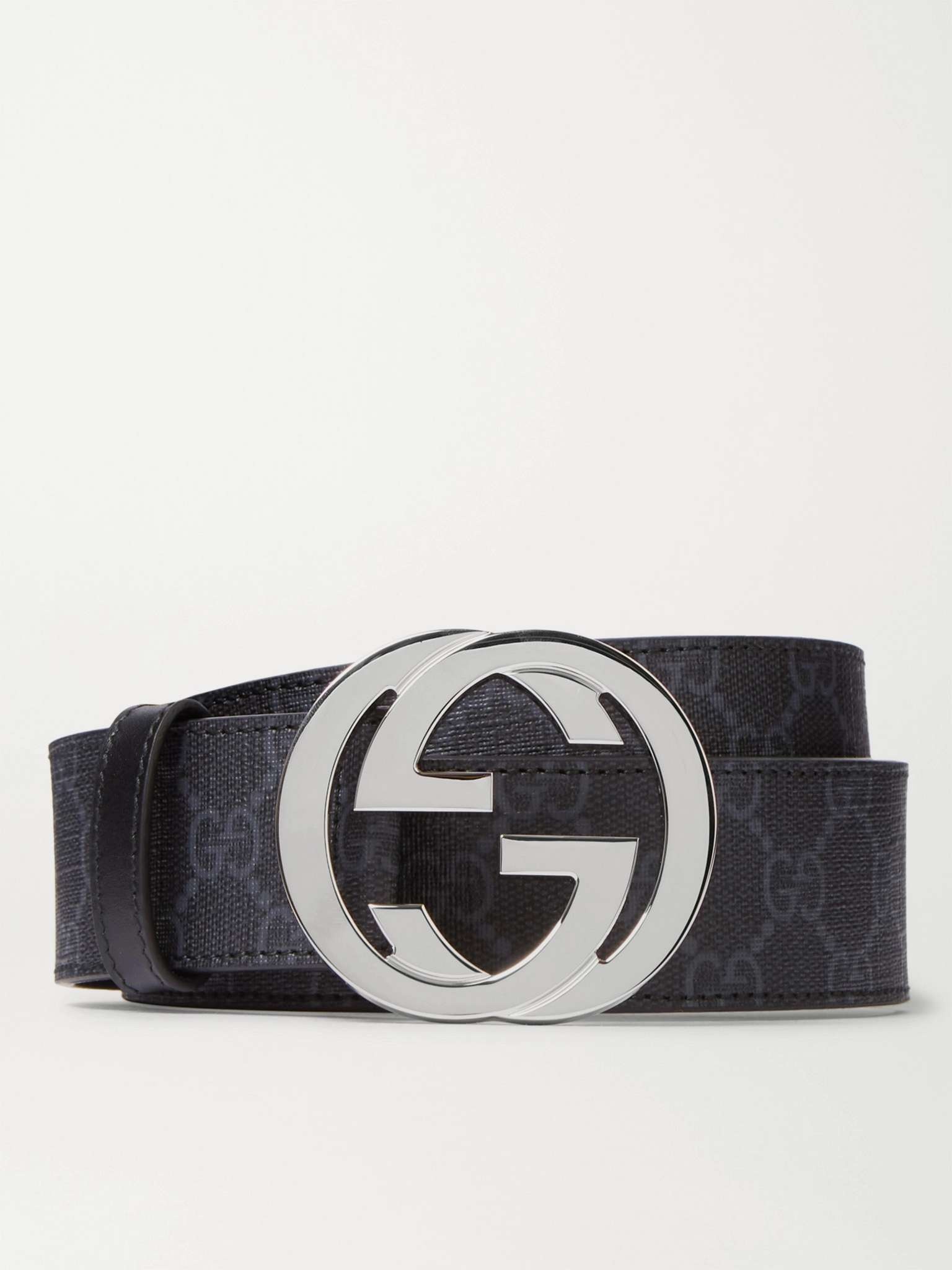 4cm Monogrammed Coated-Canvas Belt - 1