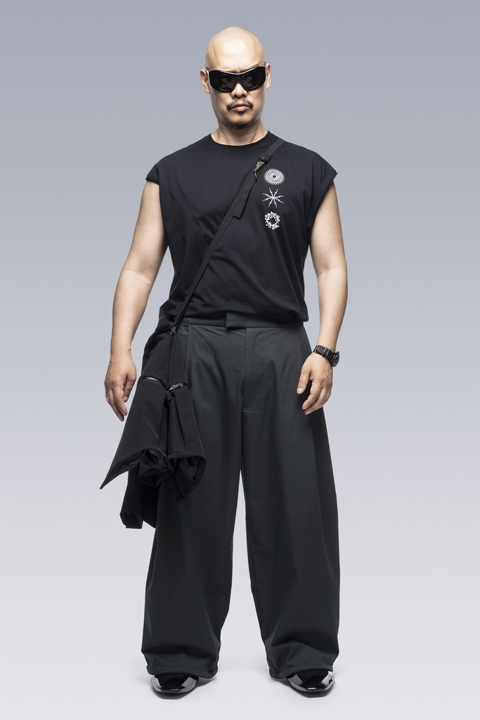 P48-CH Micro Twill Pleated Trouser Schwarzgrün - 8