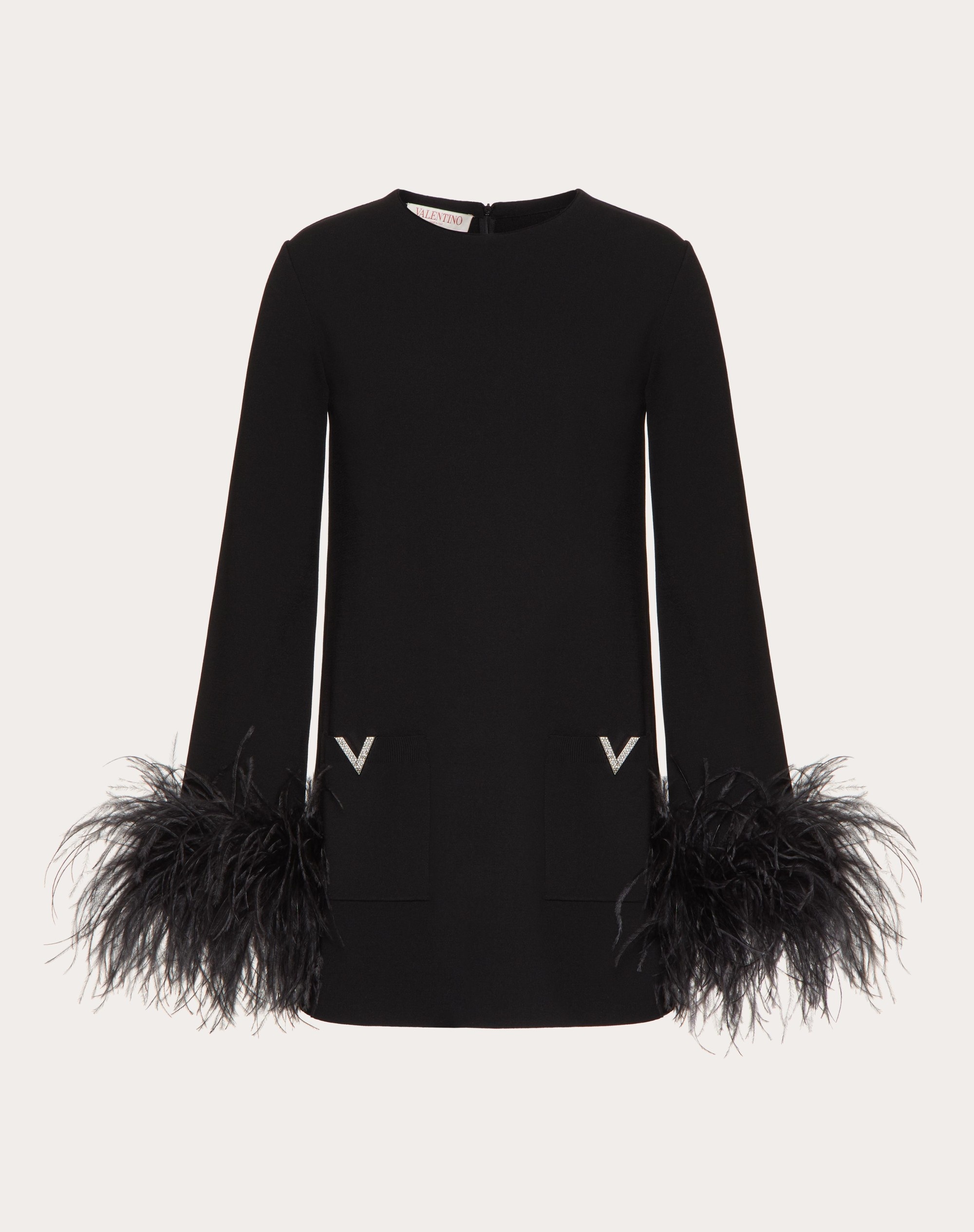 STRETCHED VISCOSE JUMPER WITH FEATHERS - 1