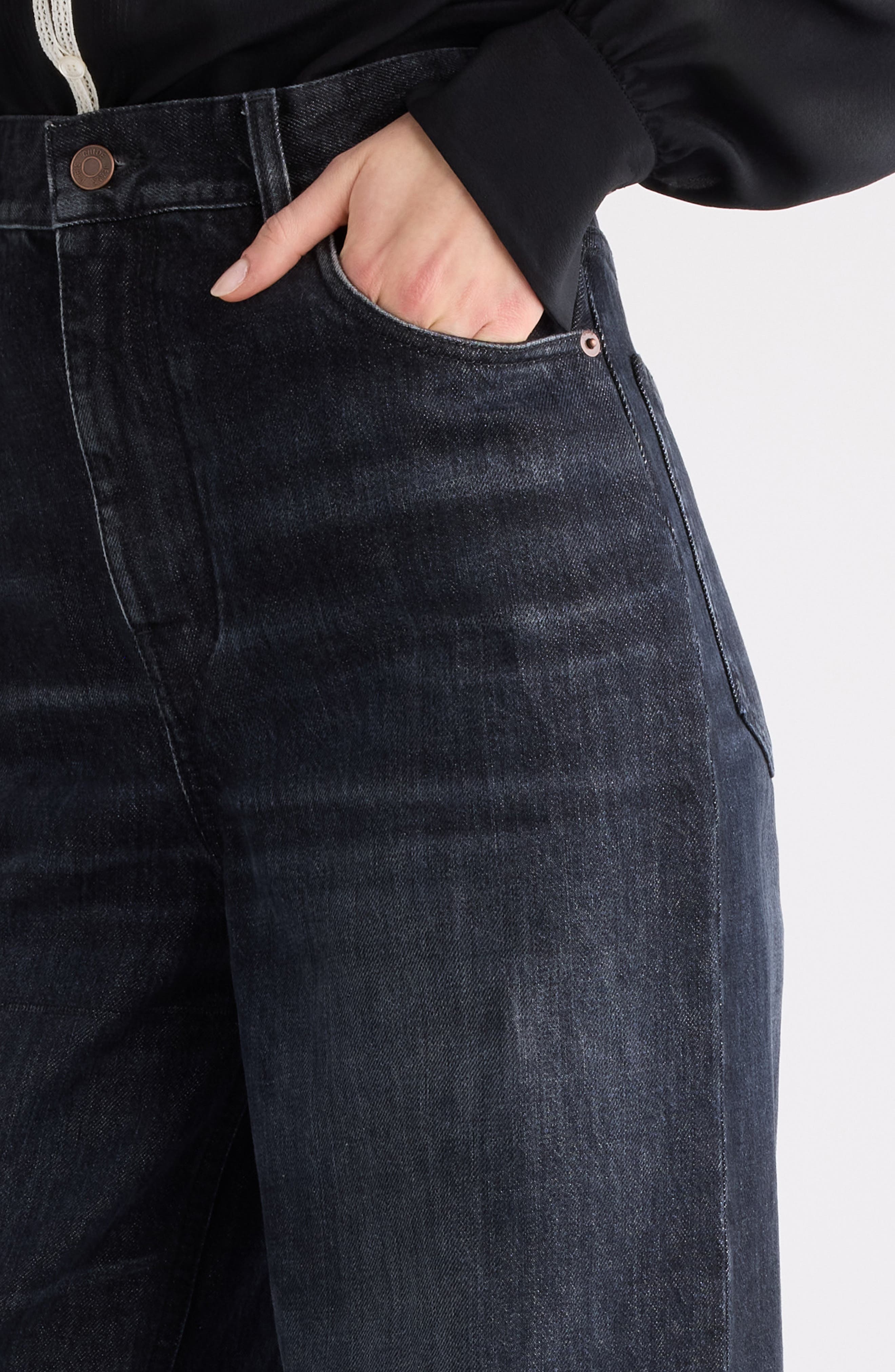 Chloé High Waist Wide Leg Jeans in Onyx Black at Nordstrom - 5