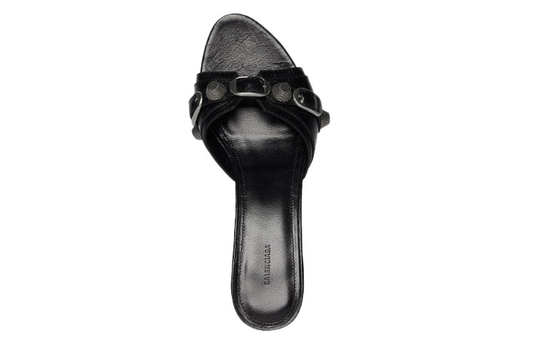 (WMNS) Balenciaga Cagole 50mm Sandals 'Black Arena Lambskin' 694350WAD4E1081 - 4