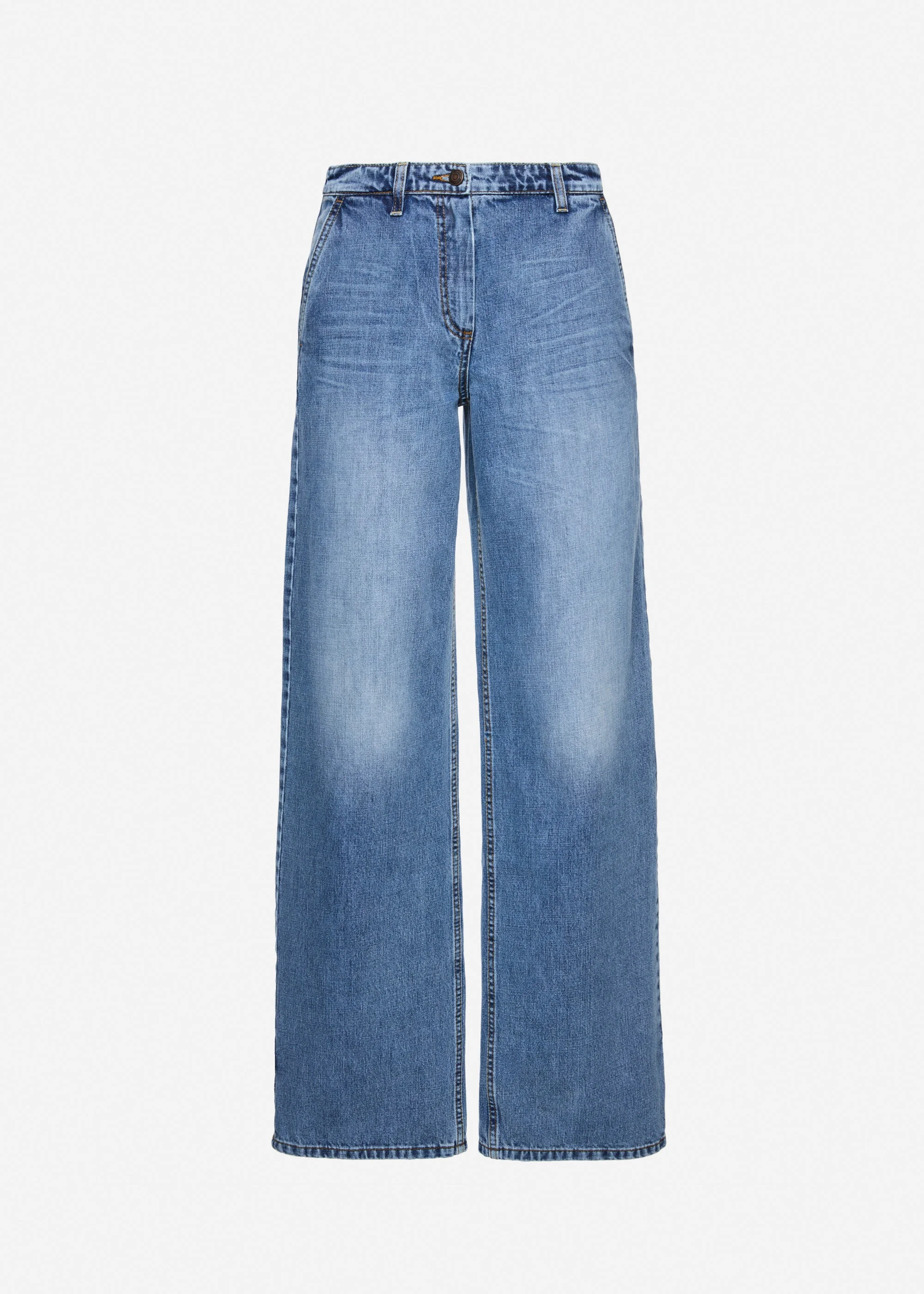Wide-leg denim trousers in dark blue - 1
