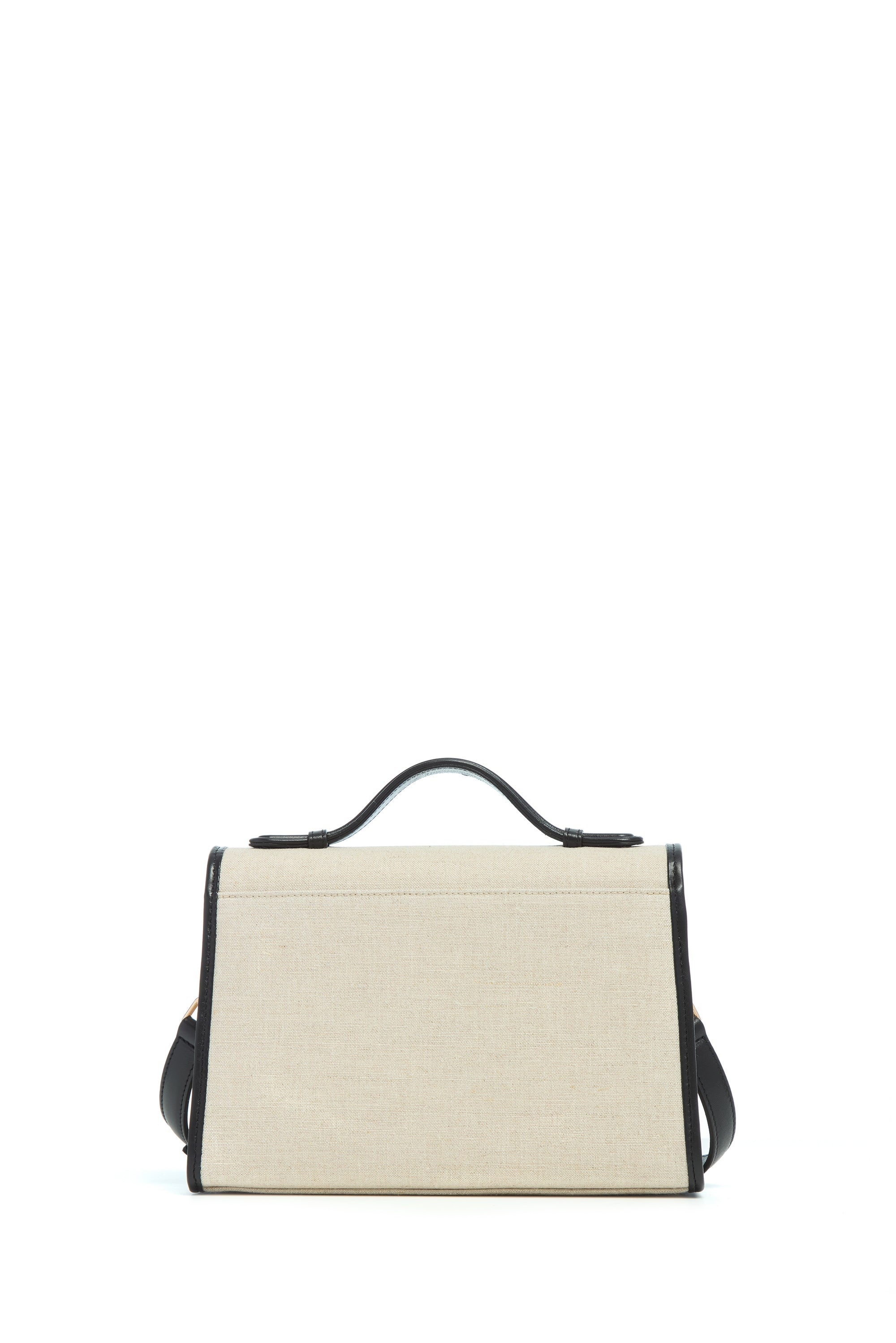 Medium Leonora Flap Bag in Beige Linen - 4