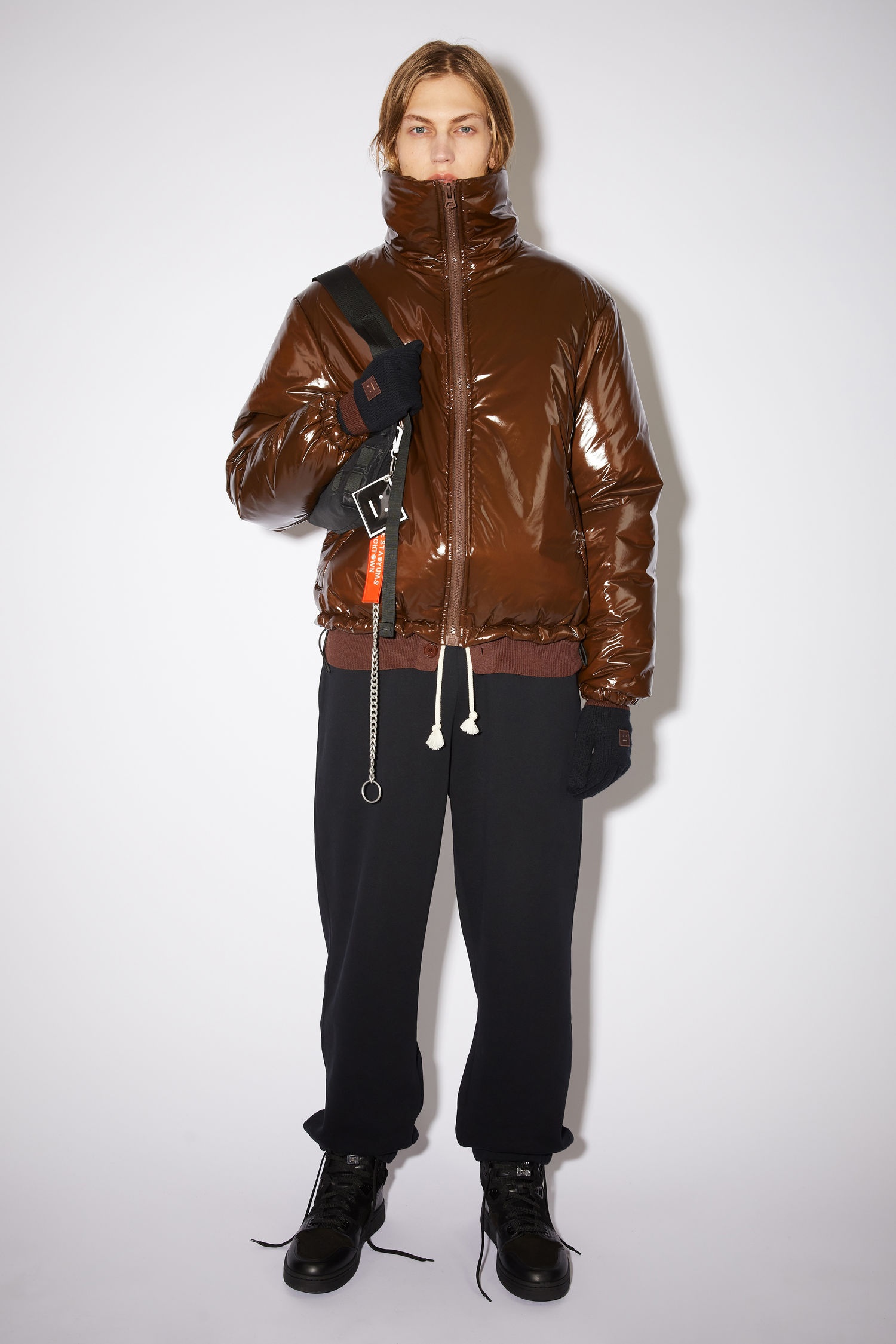 Nylon puffer jacket - Chestnut brown - 2