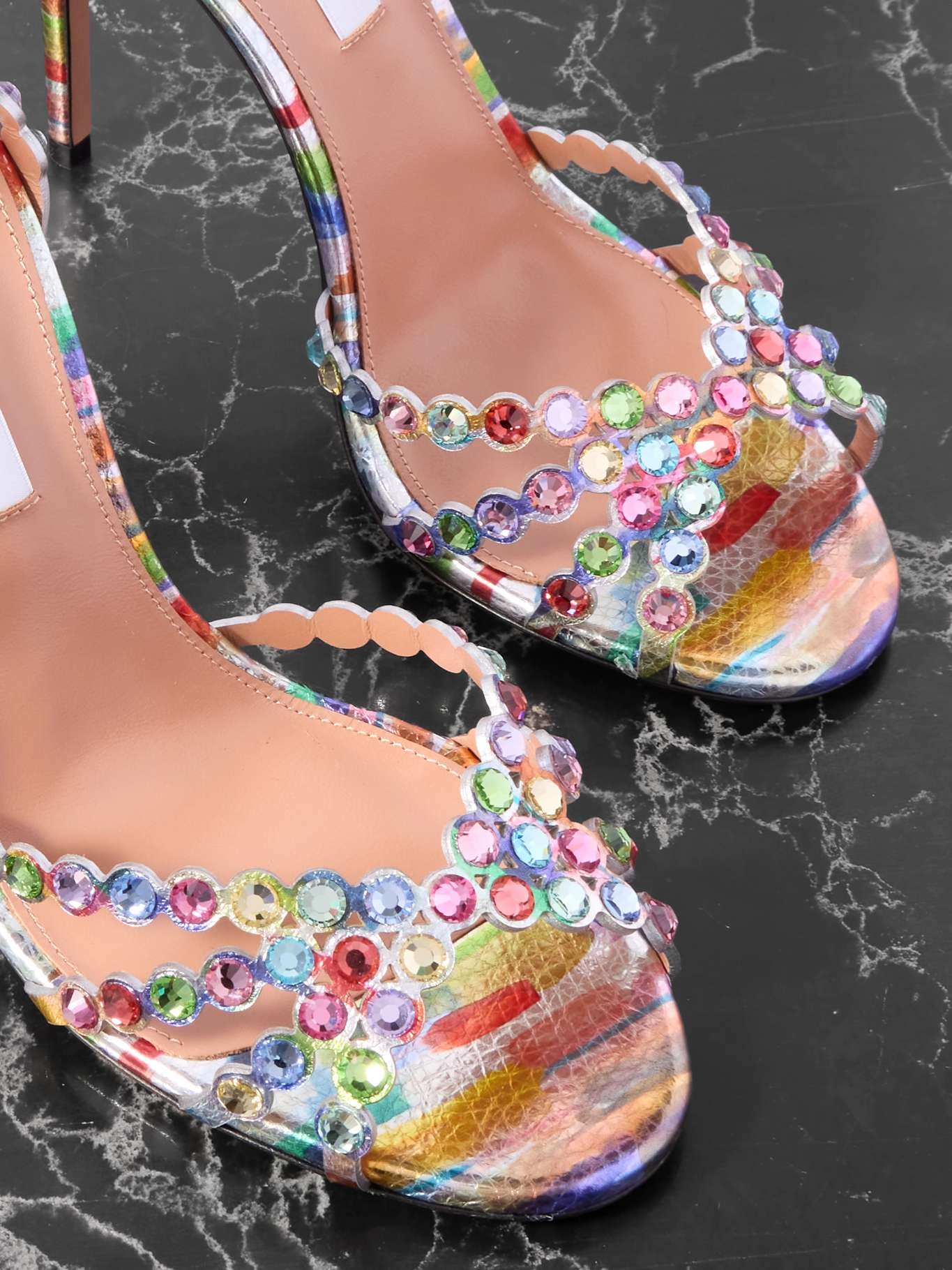 Tequila 105 crystal-embellished printed metallic leather sandals Multi - 4